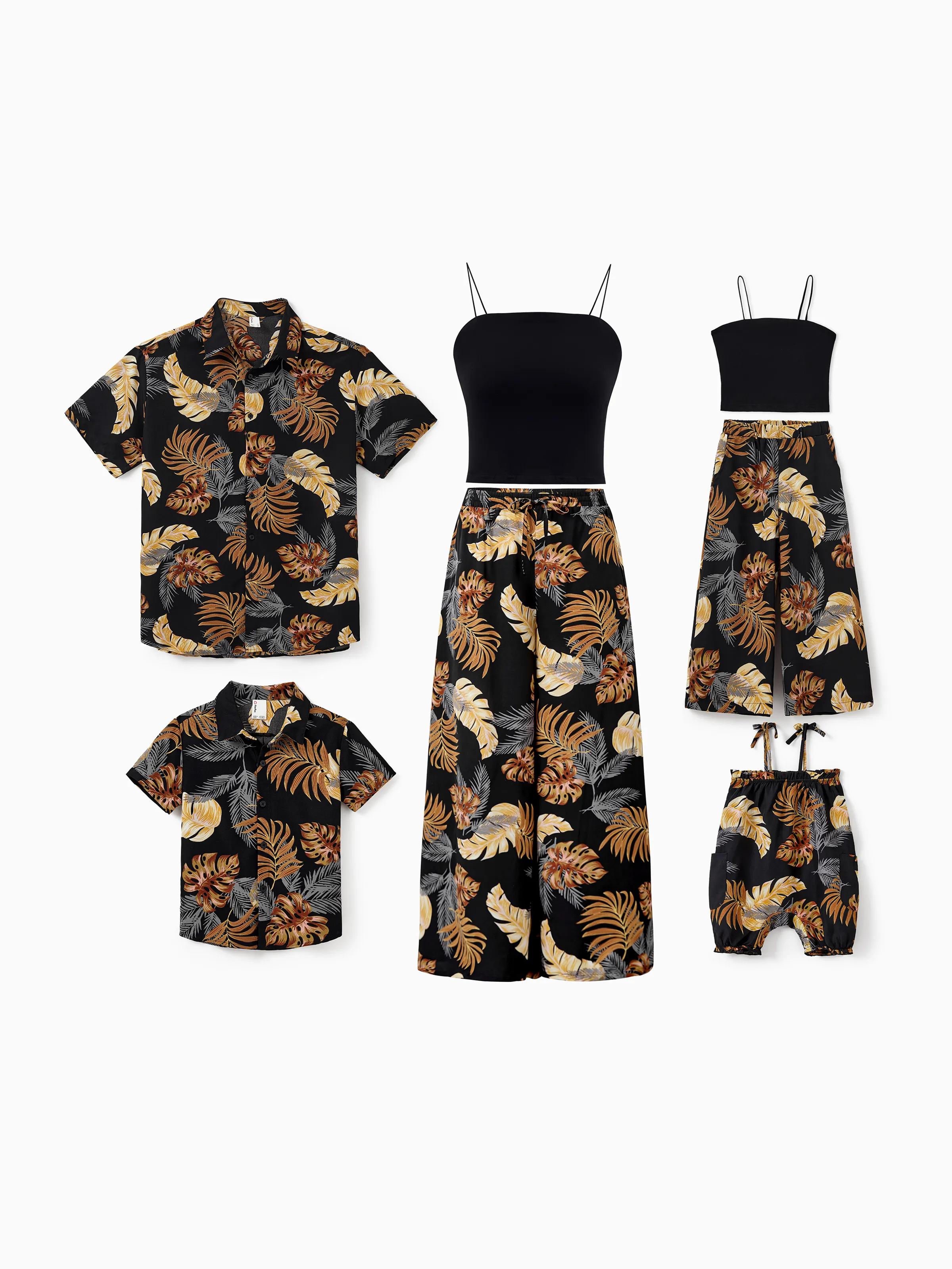 Daddy & Son Floral Print Beach Wear Short-sleeve Shirt Set for Summer Vacation Family Looks Black+White - Image 3