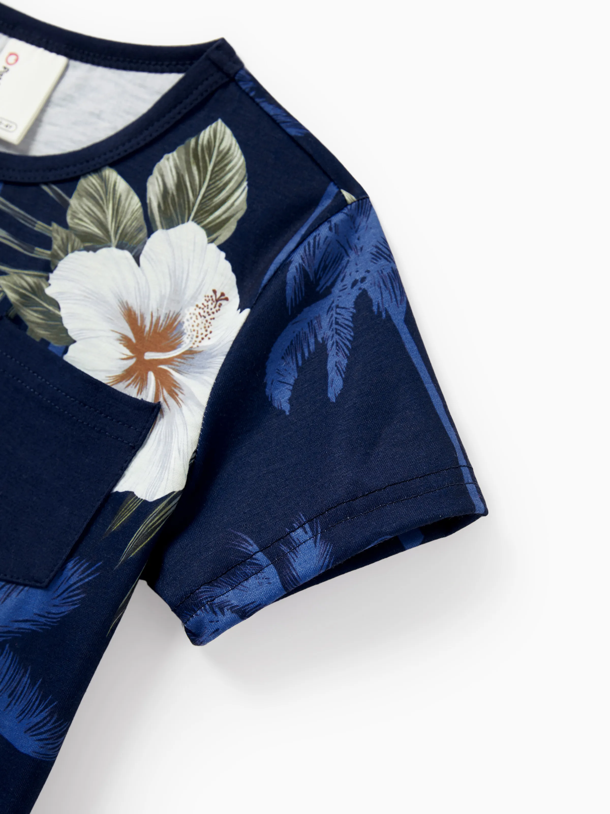 Daddy & Son Floral Print Cotton Top Short-sleeve Shirt Deep Blue - Image 11