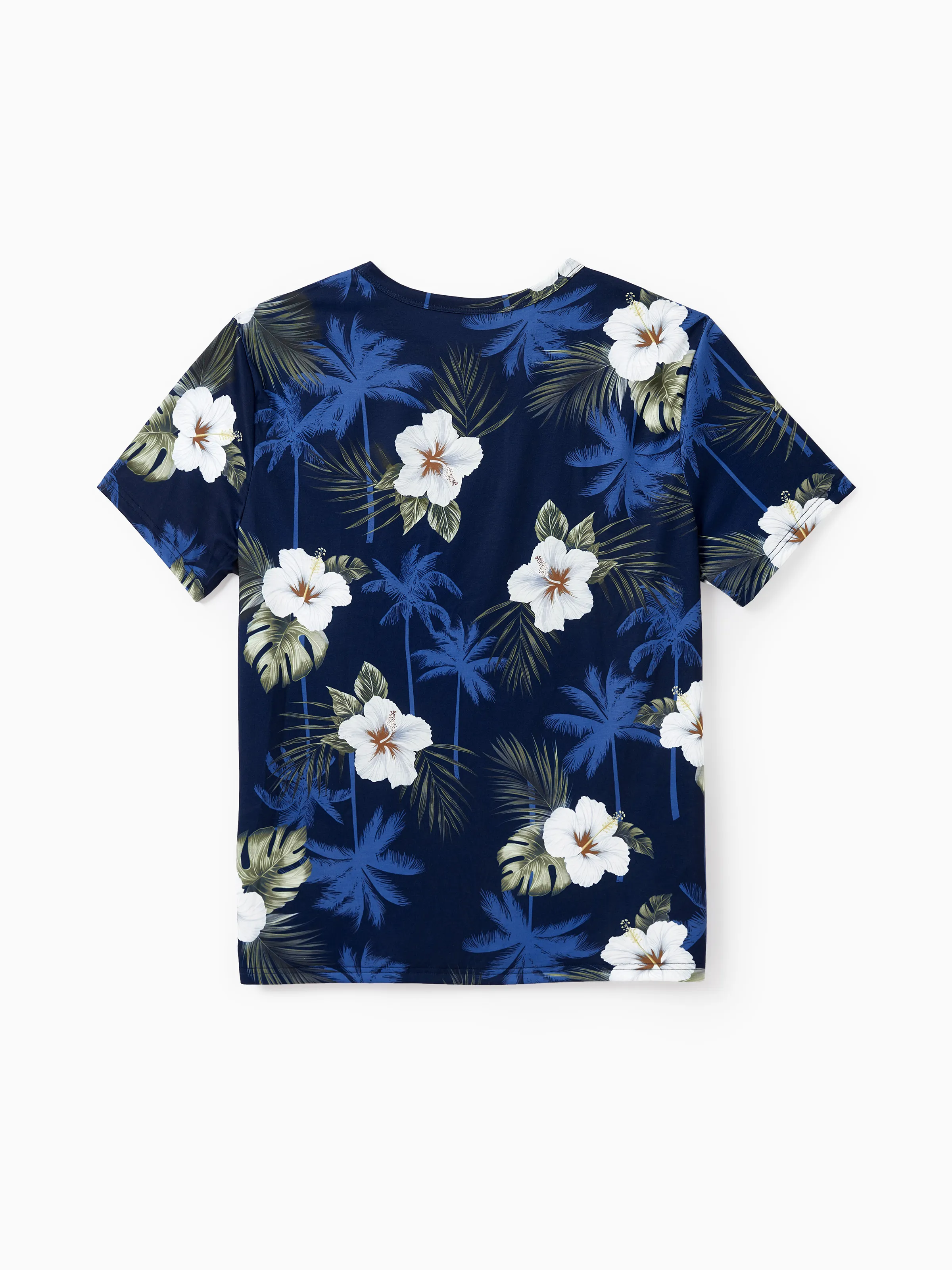 Daddy & Son Floral Print Cotton Top Short-sleeve Shirt Deep Blue - Image 4