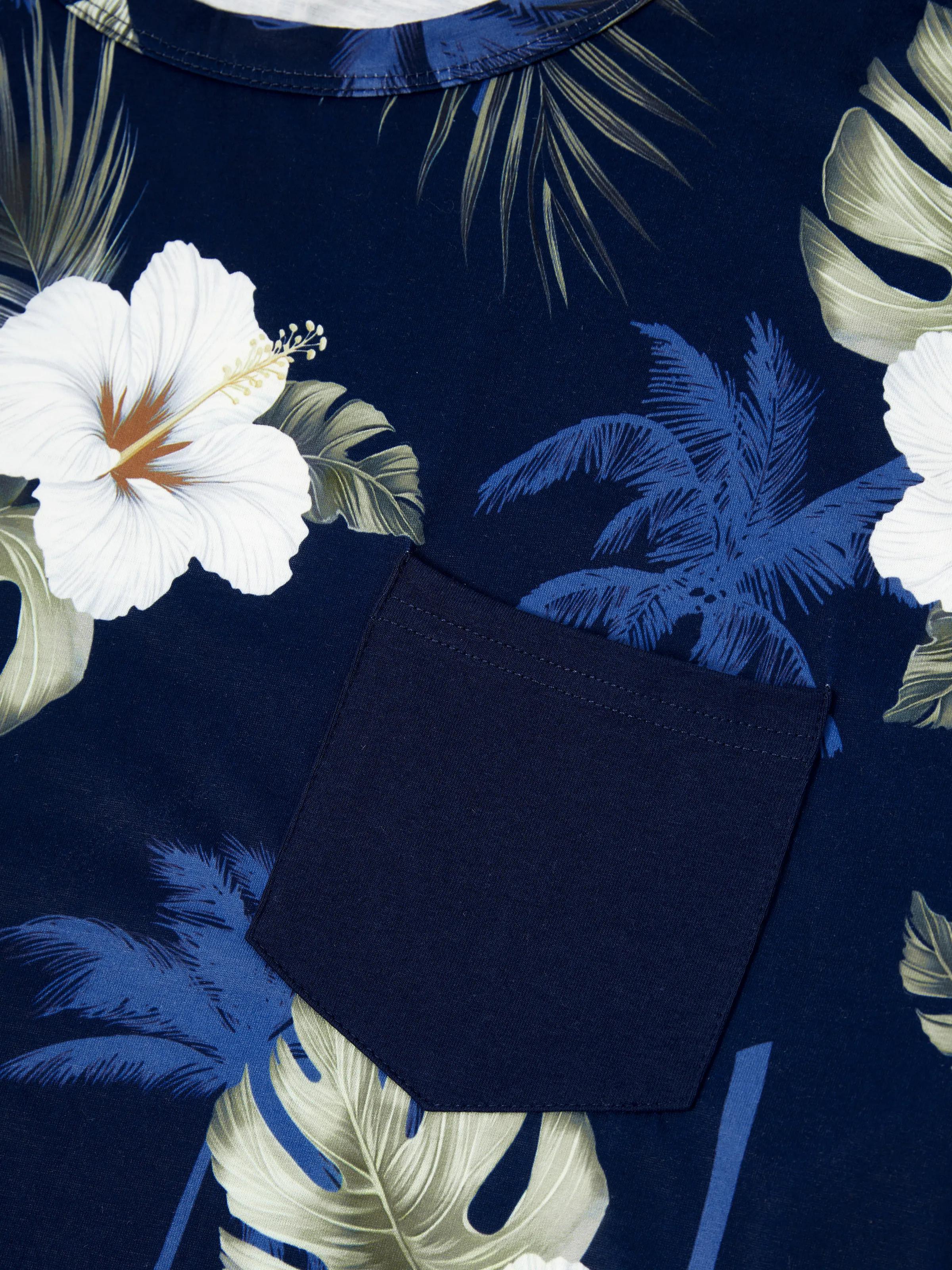 Daddy & Son Floral Print Cotton Top Short-sleeve Shirt Deep Blue - Image 7