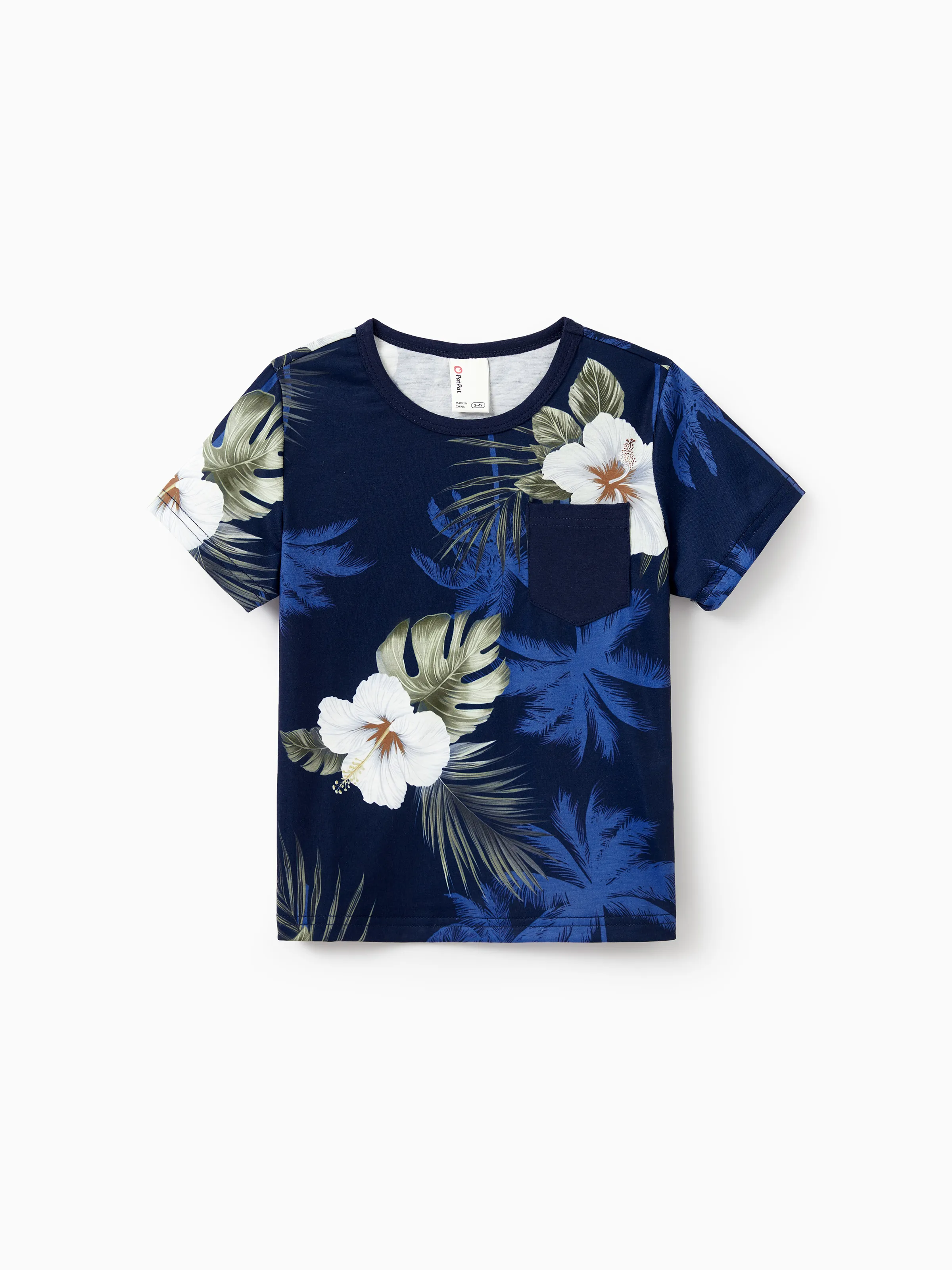 Daddy & Son Floral Print Cotton Top Short-sleeve Shirt Deep Blue - Image 8