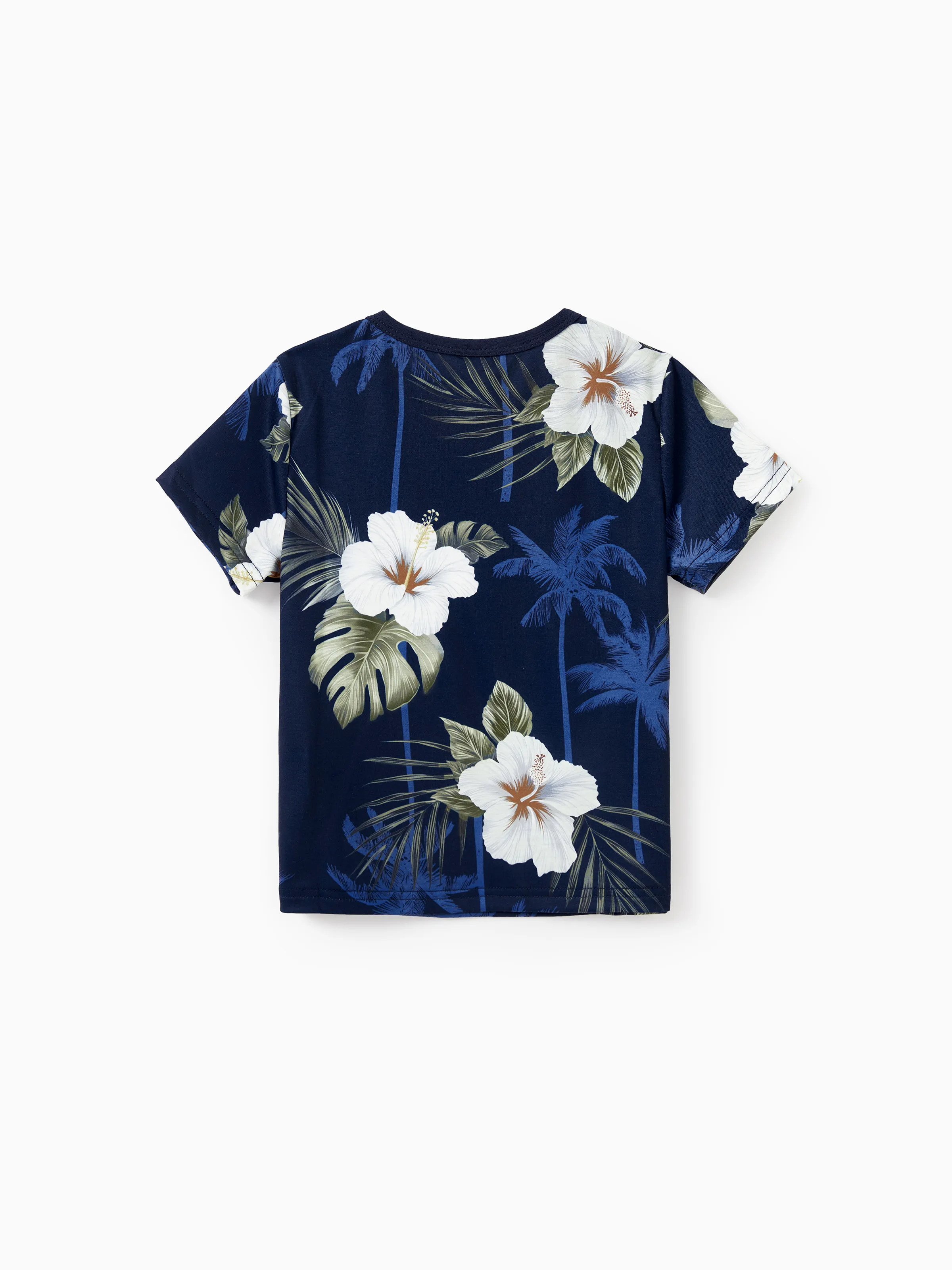 Daddy & Son Floral Print Cotton Top Short-sleeve Shirt Deep Blue - Image 9
