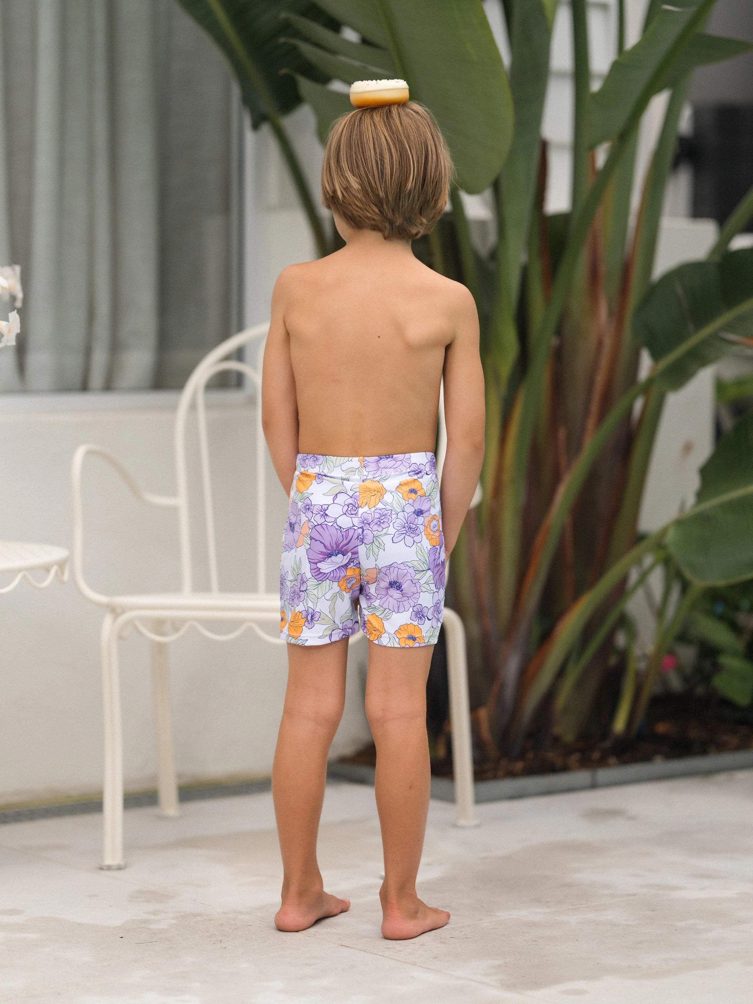 Family Matching Floral Print Swimsuits Ruffled One-Piece Bathing Suit & Swim Trunks Set Purple - Image 18