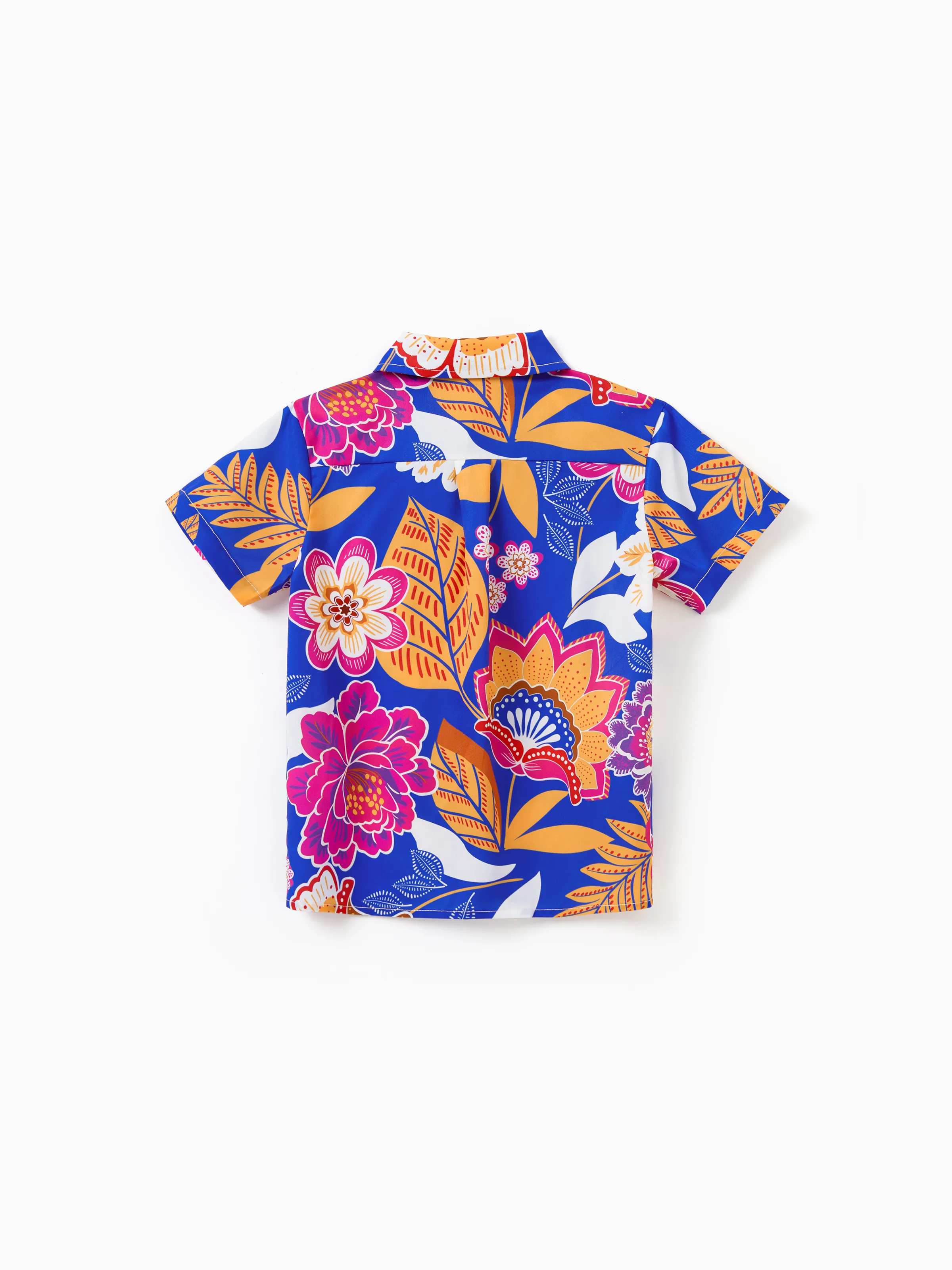 Daddy & Son Hawaiian Outfits Tropical Floral Print Vacation Clothes Short-sleeve Shirts Summer Beachwear Set Navy - Image 9