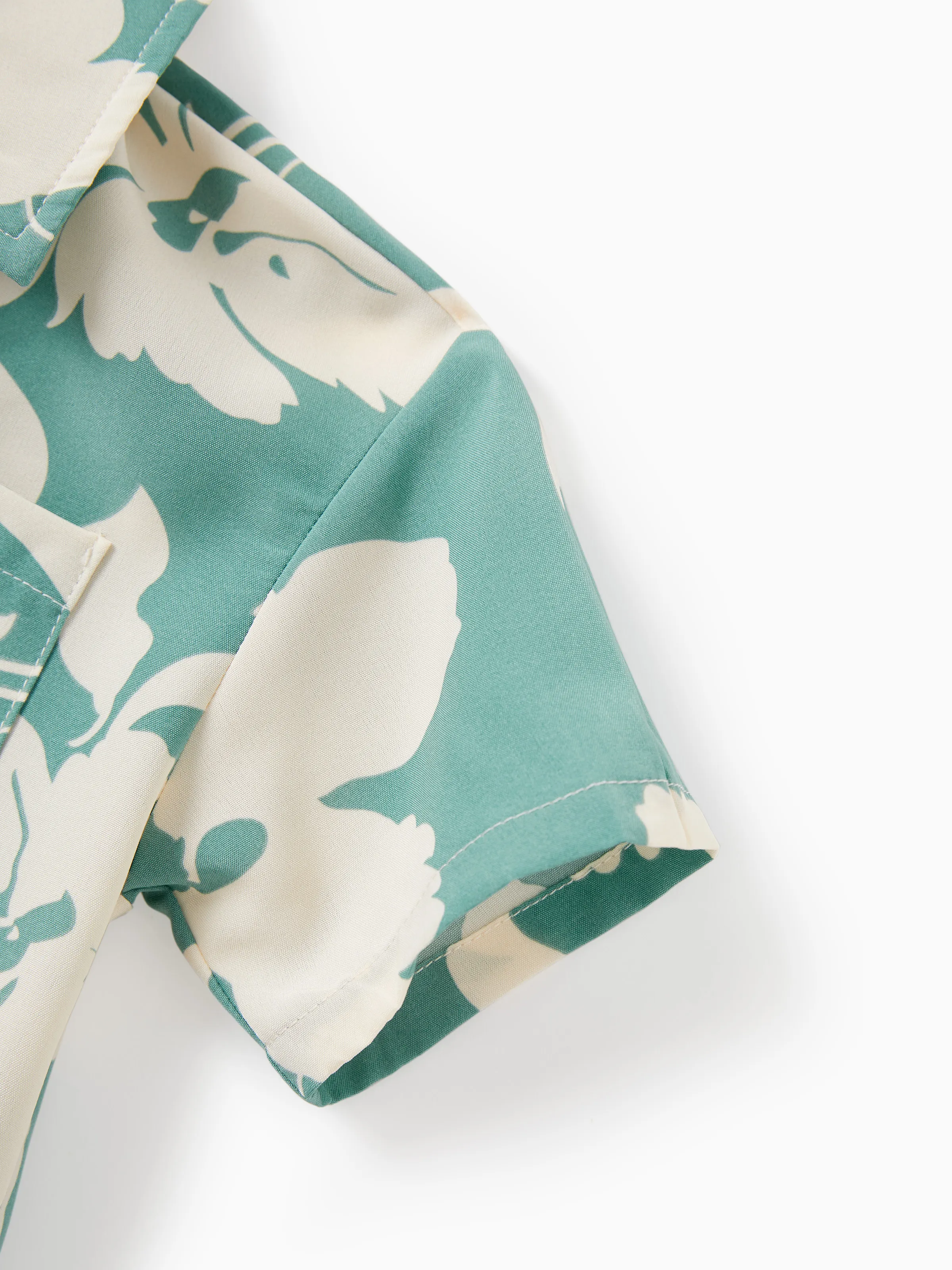 Daddy & Son Leaf Print Green Short-sleeve Shirt Set Green - Image 10