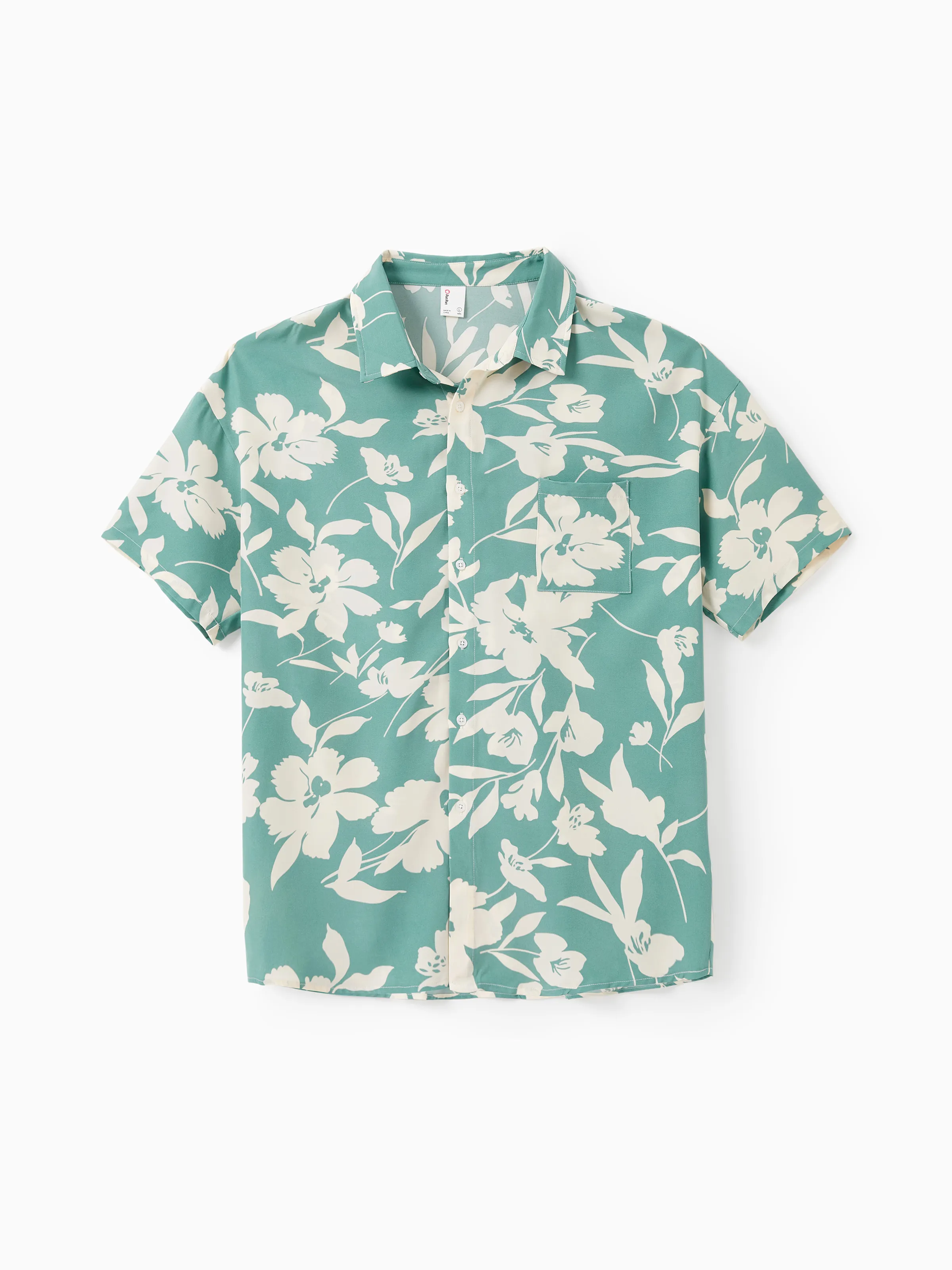 Daddy & Son Leaf Print Green Short-sleeve Shirt Set Green - Image 3