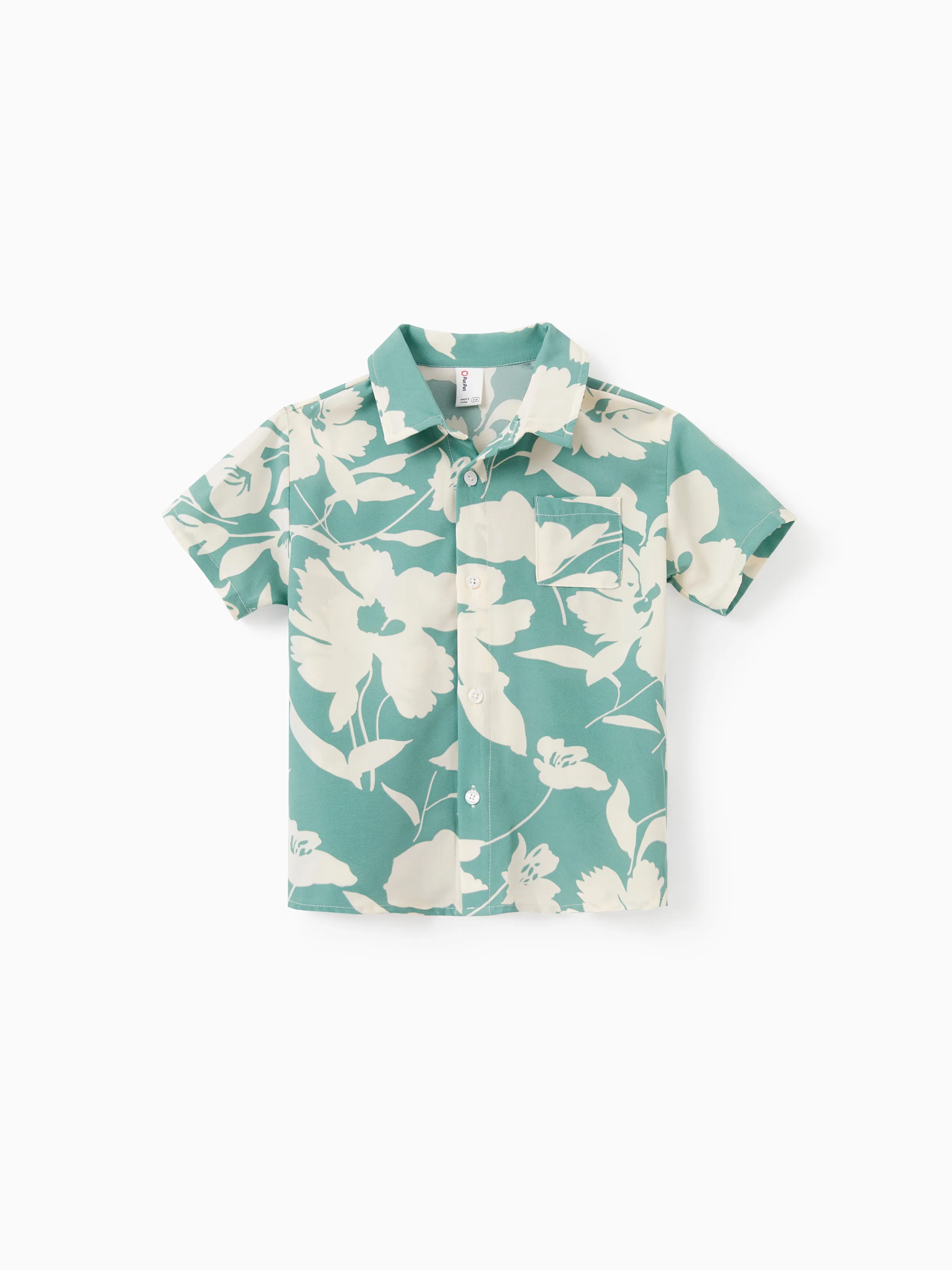 Daddy & Son Leaf Print Green Short-sleeve Shirt Set Green - Image 8