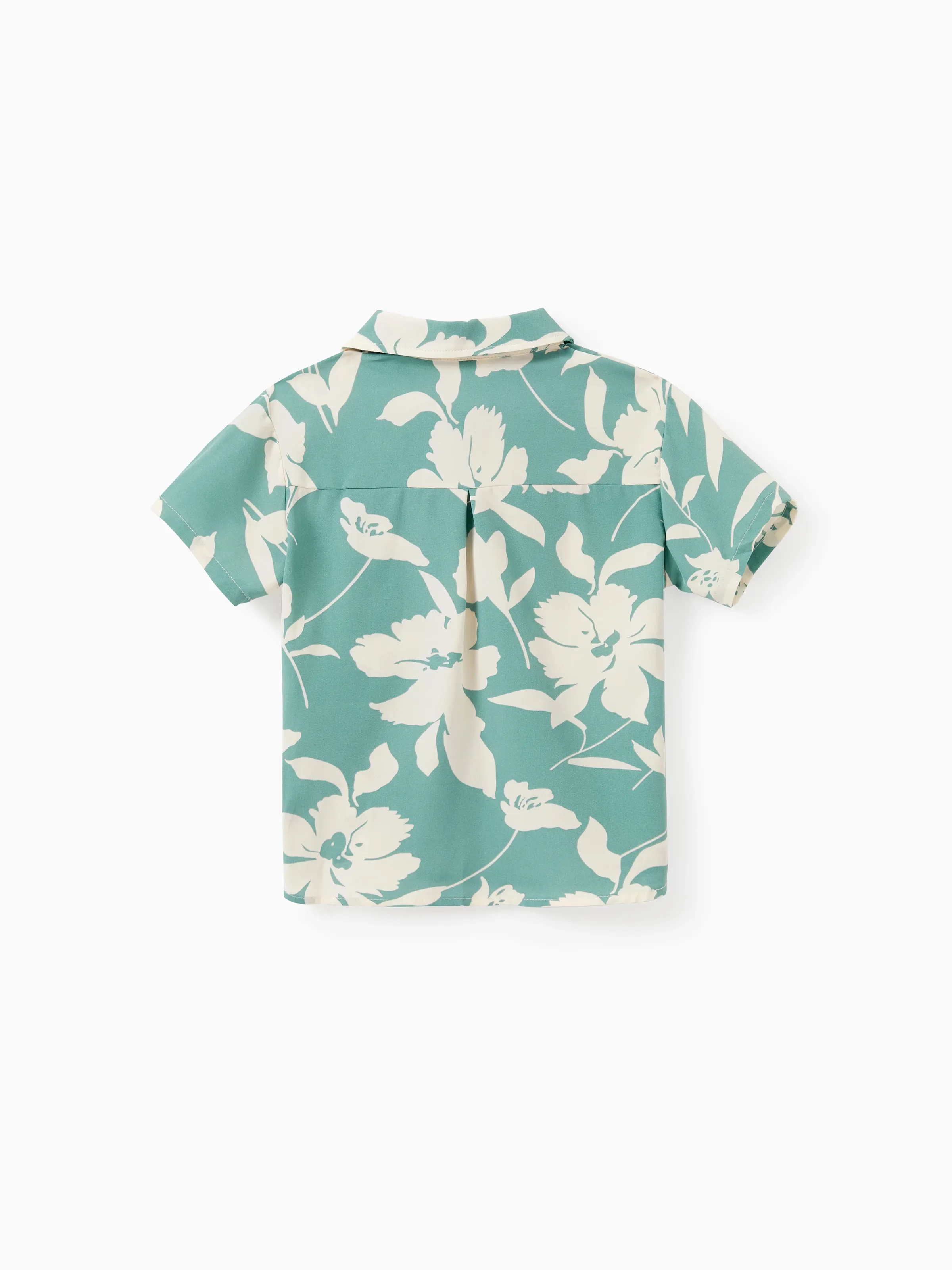 Daddy & Son Leaf Print Green Short-sleeve Shirt Set Green - Image 9