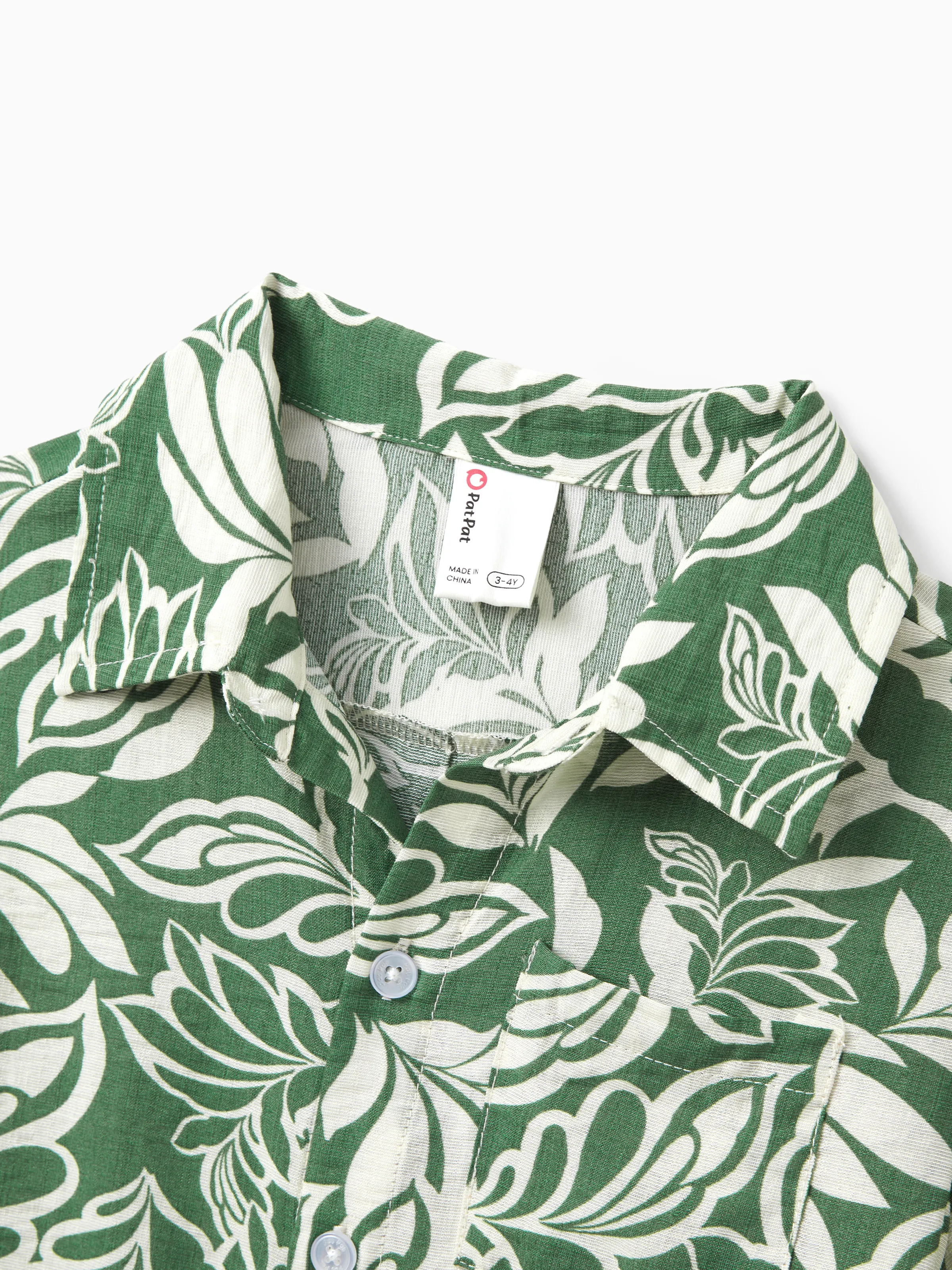 Daddy & Son Leaf Print Short-sleeve Shirt Set Green - Image 13