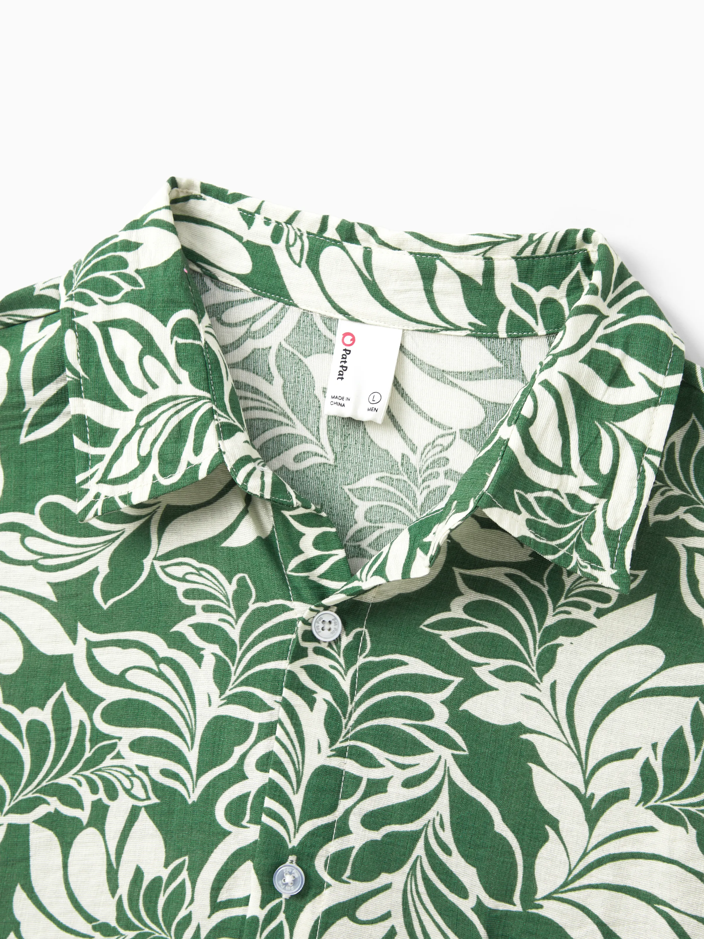 Daddy & Son Leaf Print Short-sleeve Shirt Set Green - Image 8