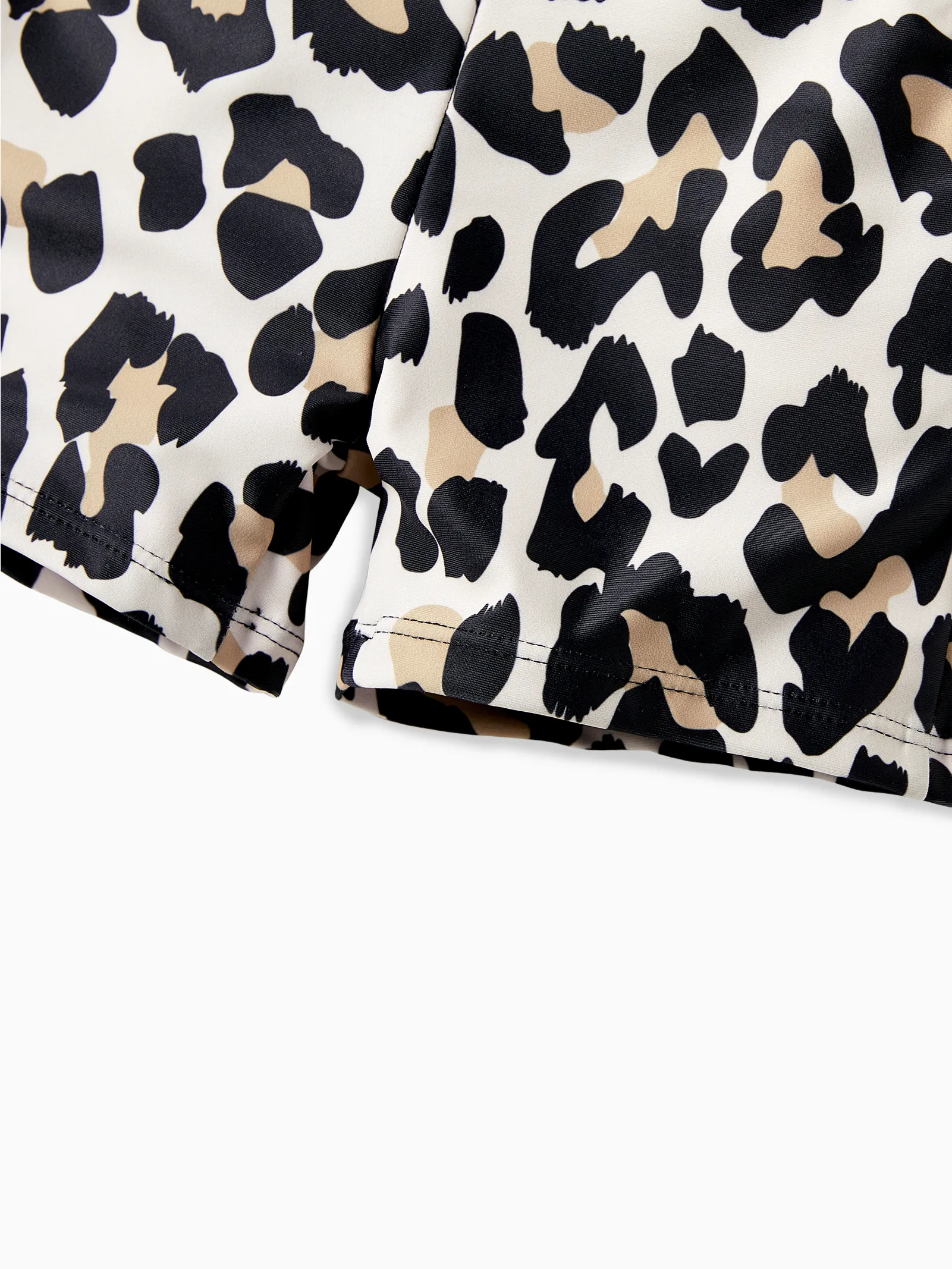 Daddy & Son Leopard Pattern Drawstring Swim Trunks Black - Image 11