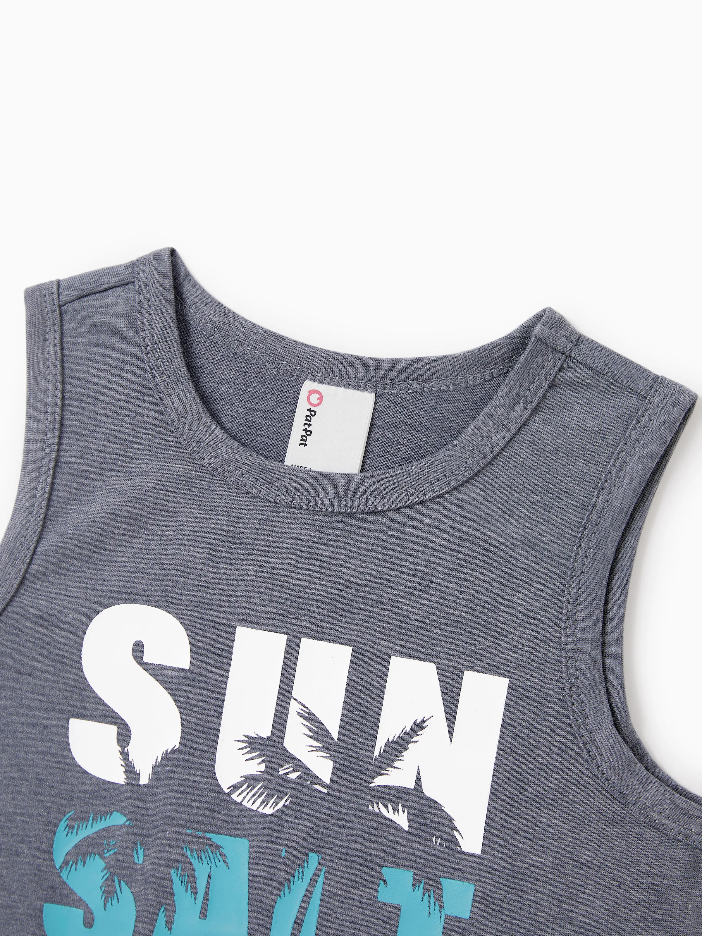 Daddy & Son Letter Print Sleeveless Tank Top Set Grey - Image 10