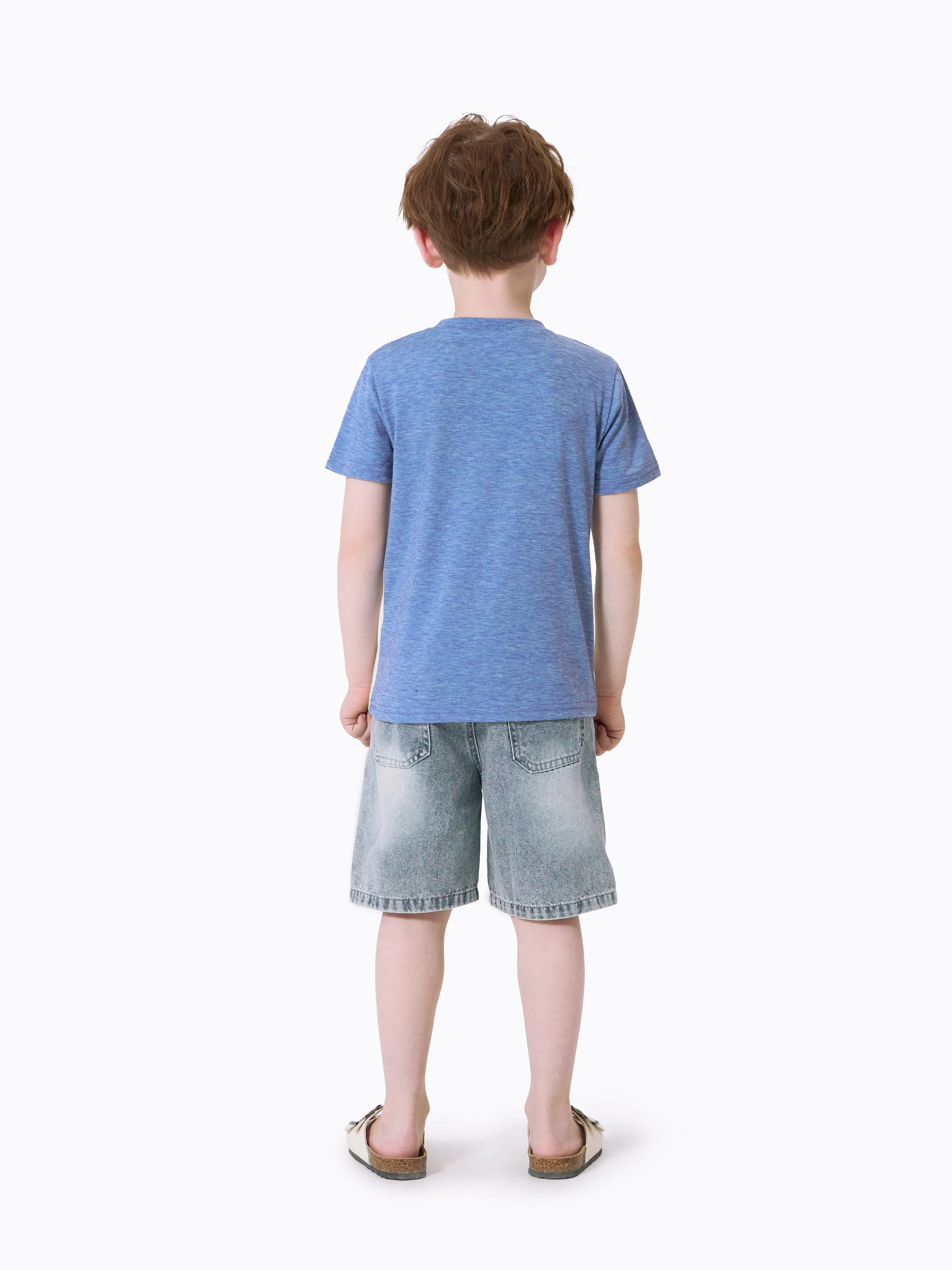 Daddy & Son Outfit: Floral Smocking Casual Suit BLUEWHITE - Image 9