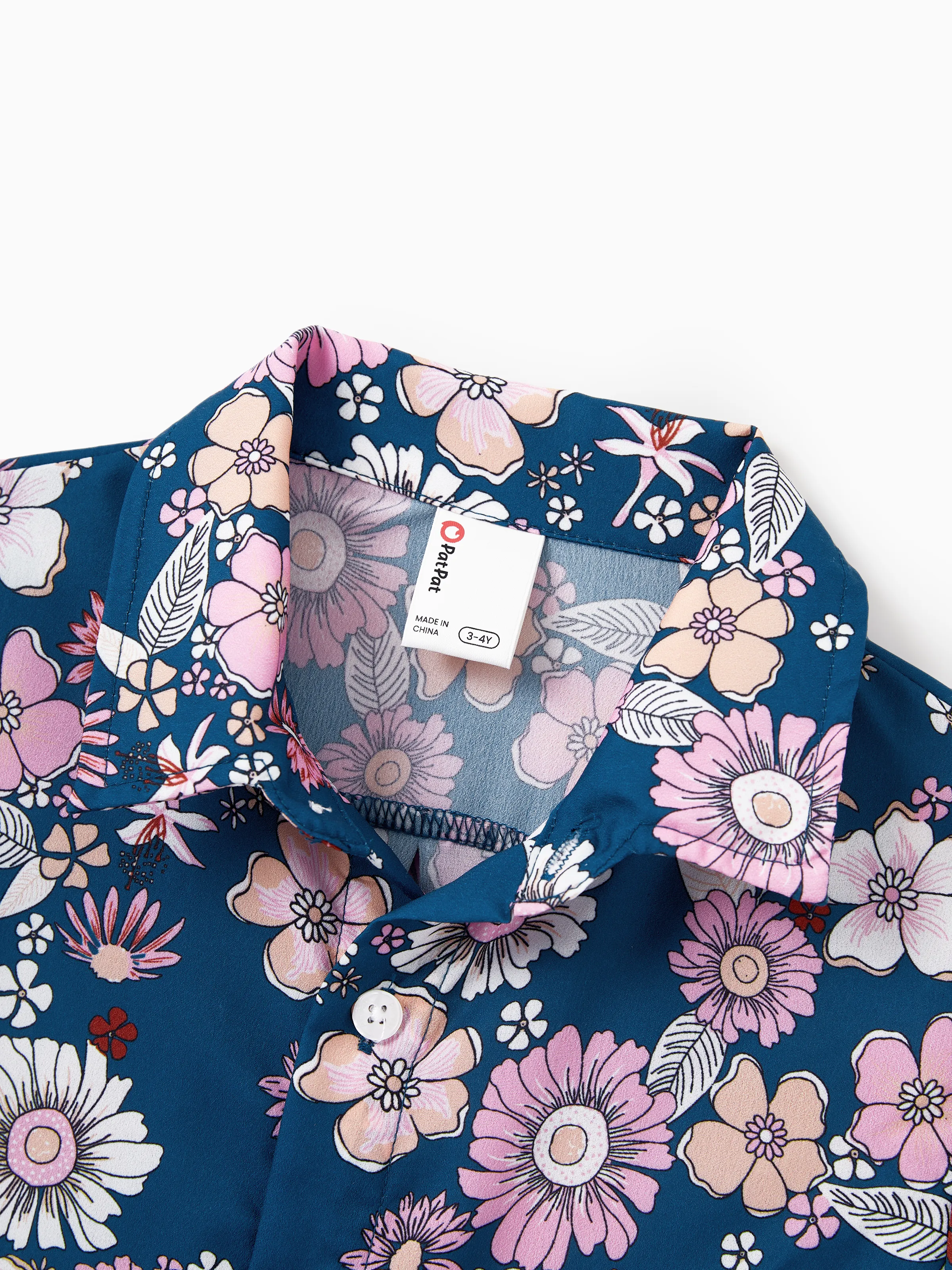 Daddy & Son outfits Floral Allover Print Short-sleeve Collar Shirt or Halter Sleeveless Dress for Summer Vacation CYAN- - Image 11