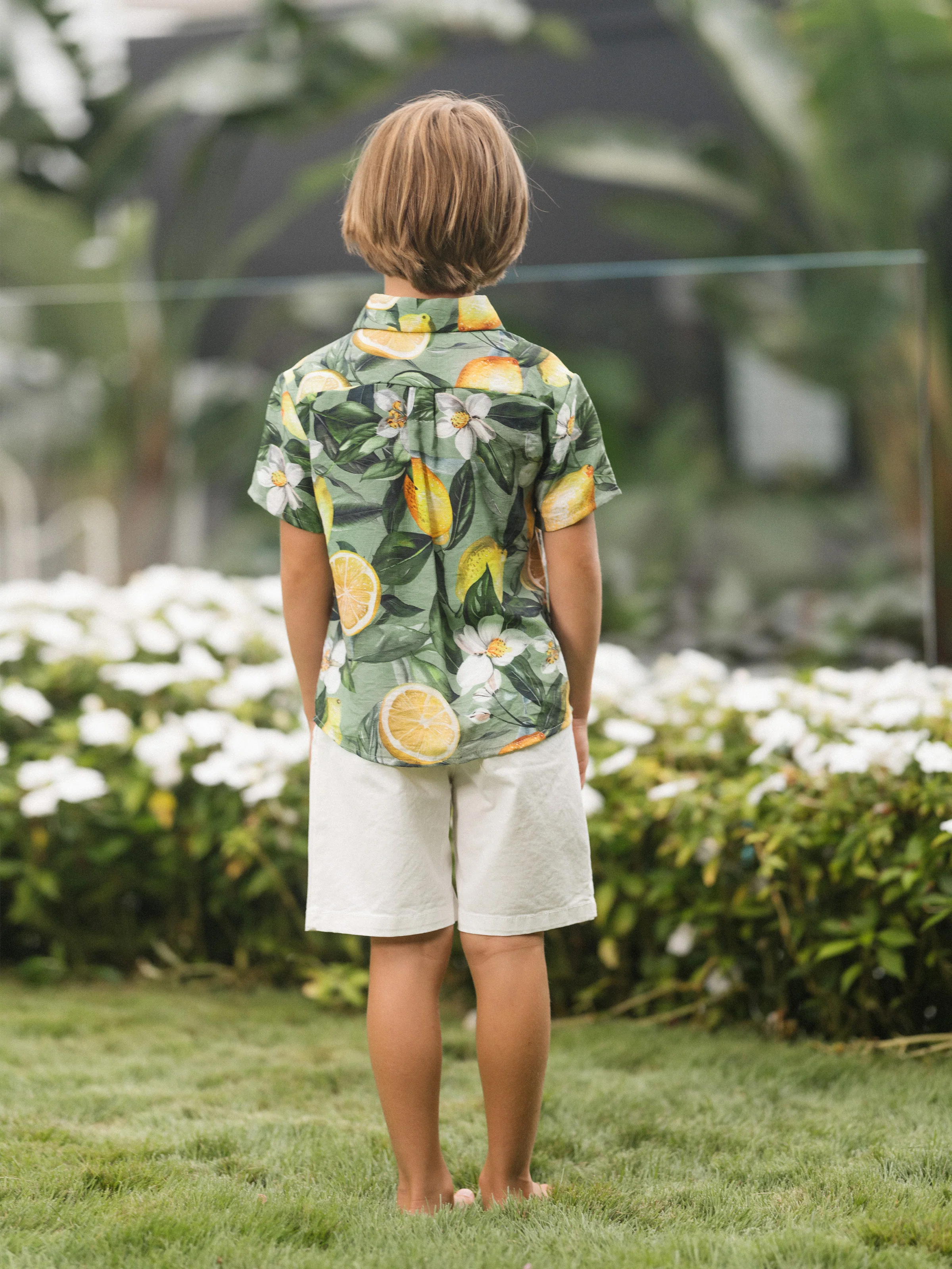Matching Family Outfits Lemon Print Hawaiian Shirts & Summer Dresses Tropical Vacation Clothes for Men, Women & Kids Green - Image 22