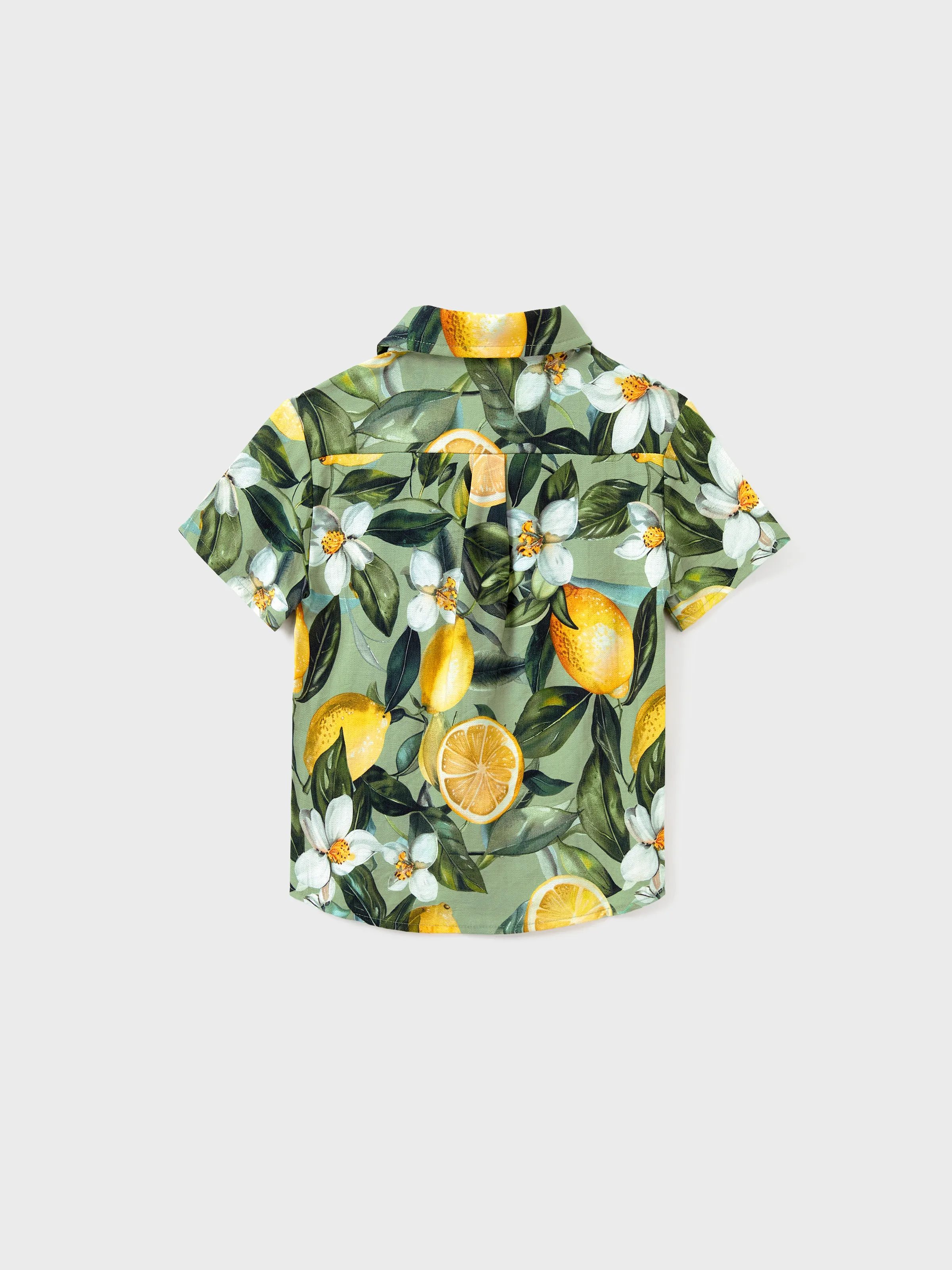 Daddy & Son Outfits – Lemon Print Hawaiian Shirts  – Tropical Vacation Clothes for Men & Kids Green - Image 14