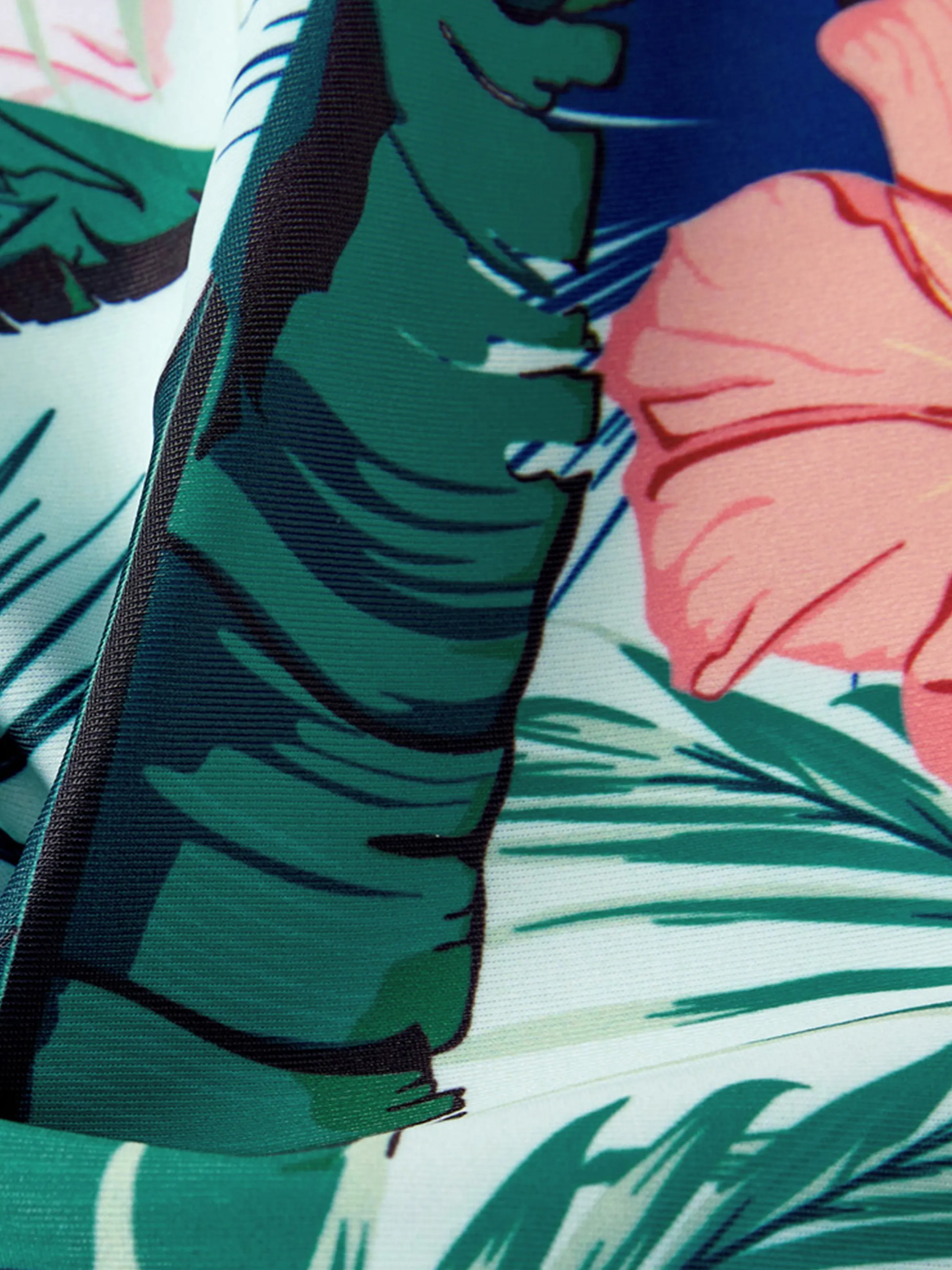 Daddy & Son Plant Print Swim Trunks Green - Image 12
