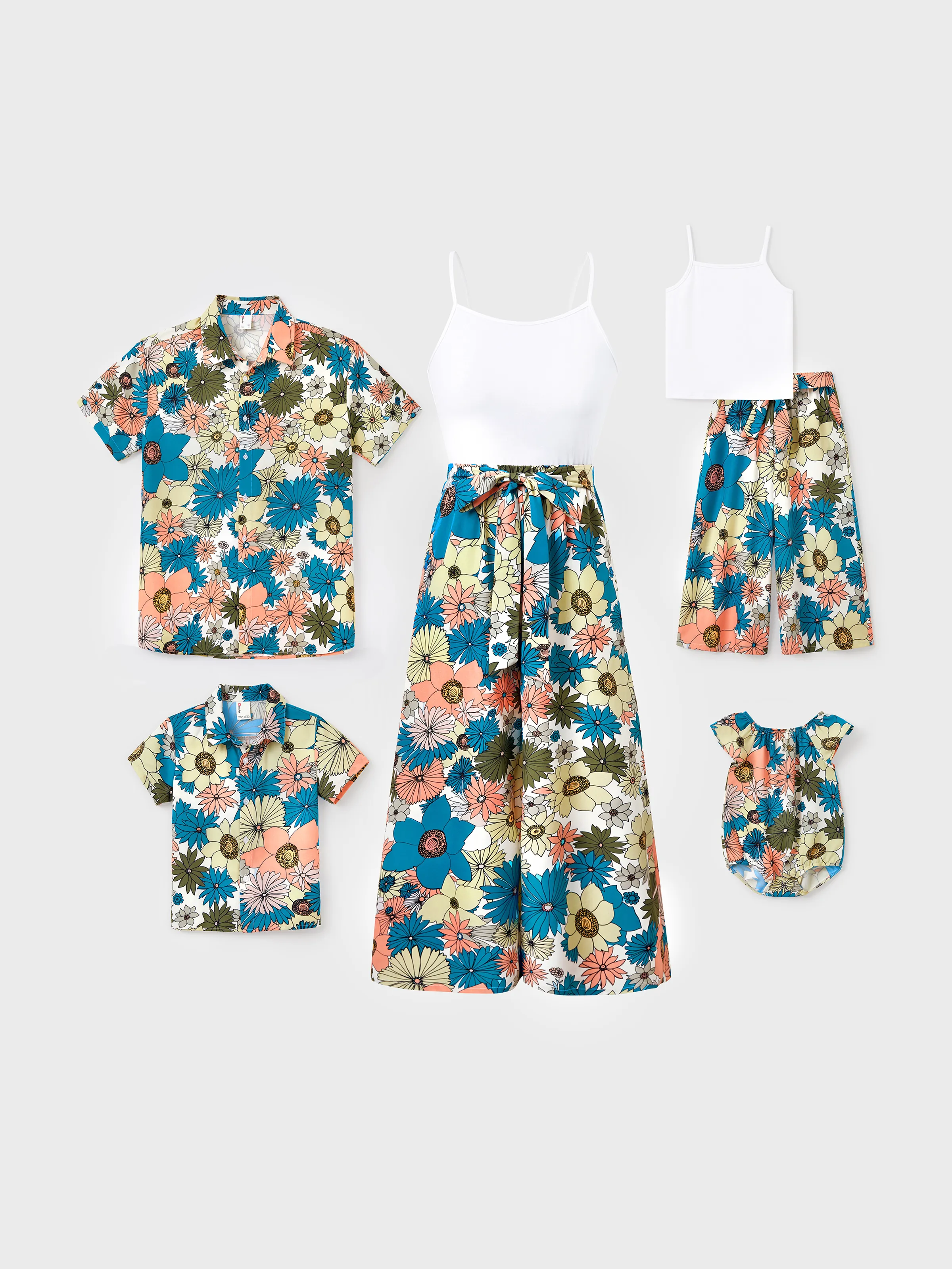 Daddy & Son Set Sun Flower Print Short-sleeve Collar Shirt for Summer Vacation Multi-color - Image 2