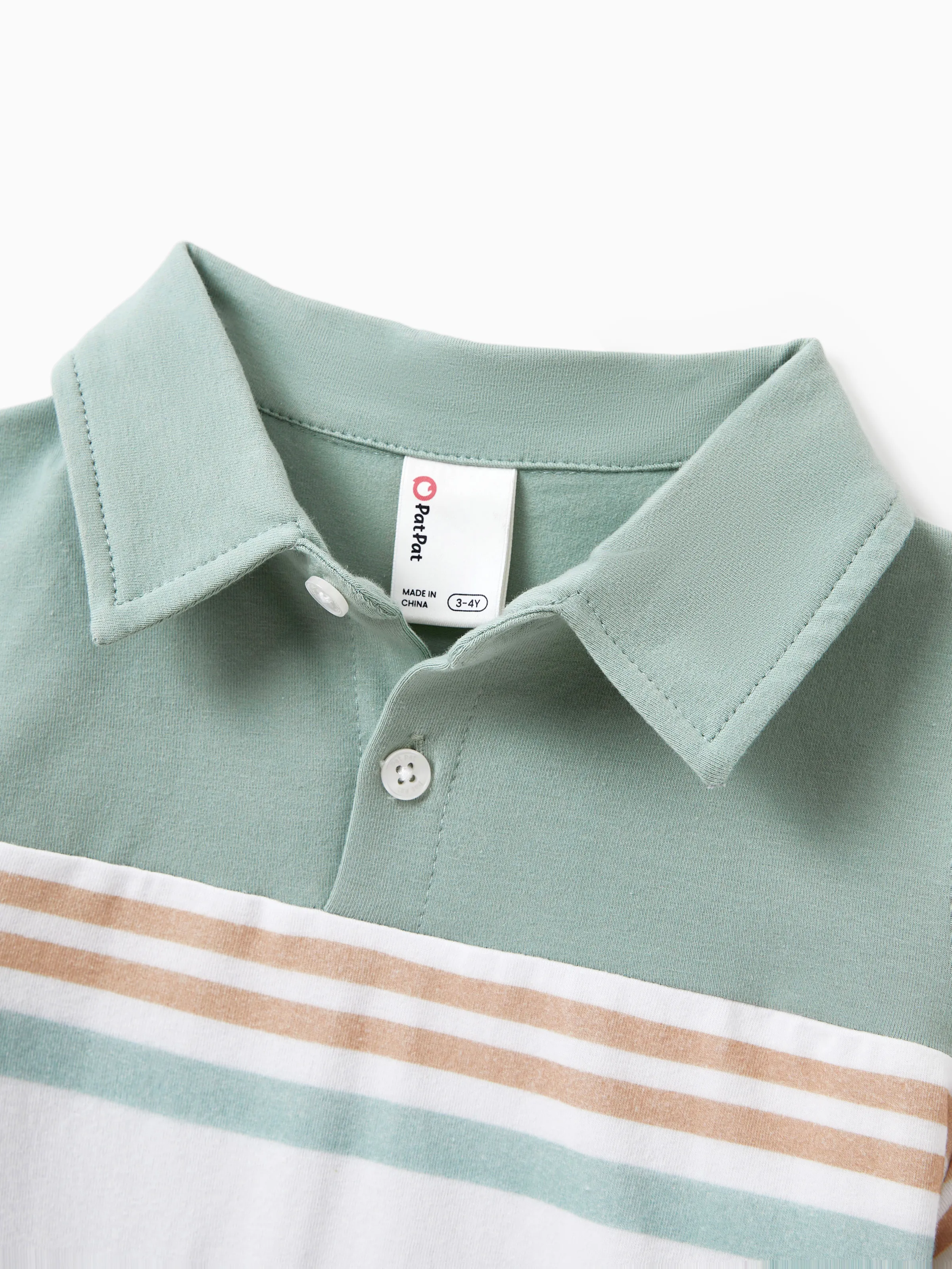 Daddy & Son Sets Green Striped Polo Shirt Light Green - Image 10