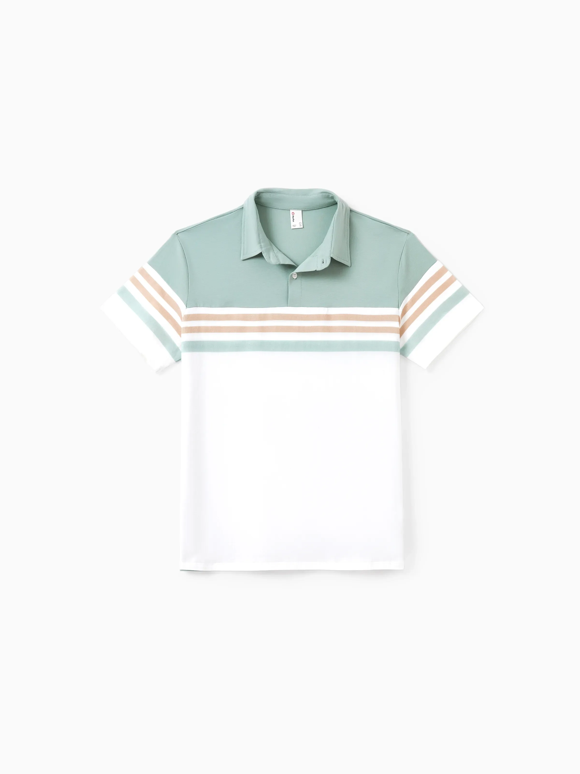 Daddy & Son Sets Green Striped Polo Shirt Light Green - Image 3