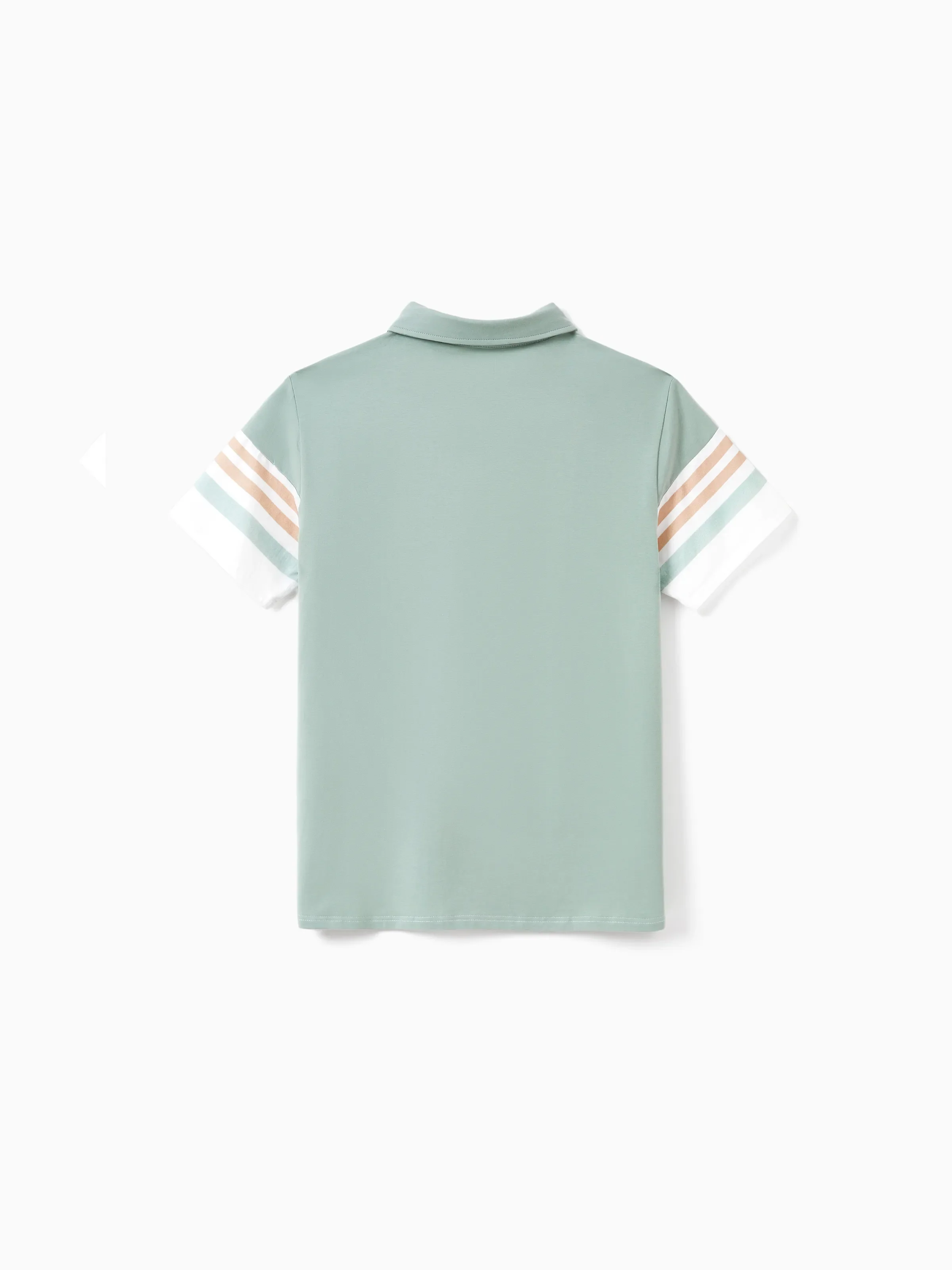 Daddy & Son Sets Green Striped Polo Shirt Light Green - Image 4