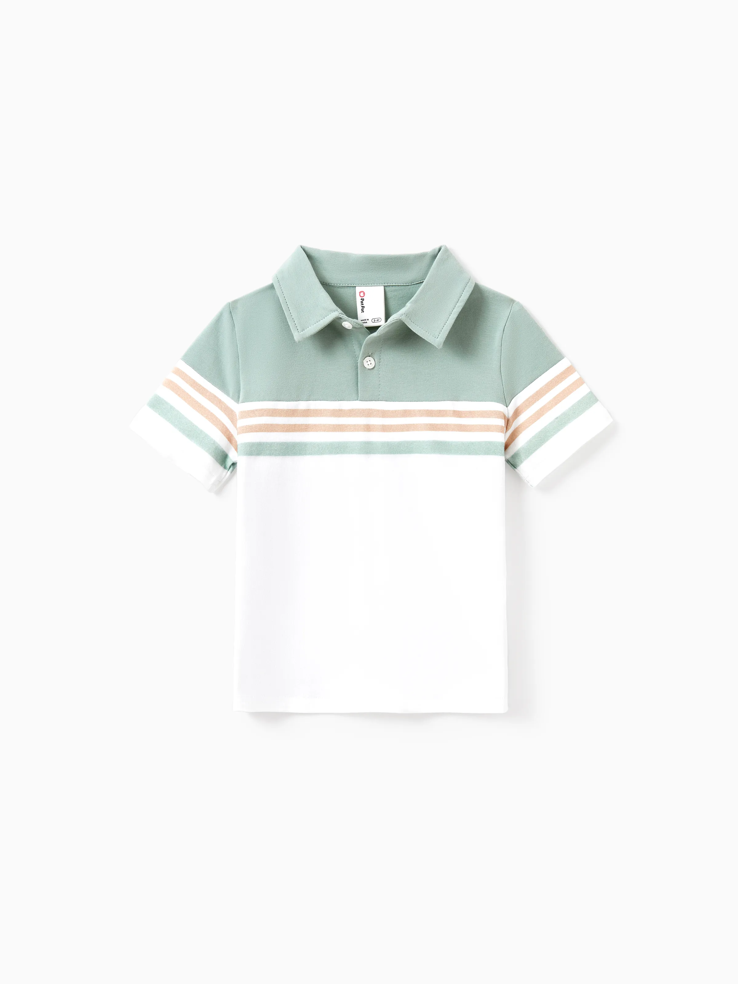Daddy & Son Sets Green Striped Polo Shirt Light Green - Image 8