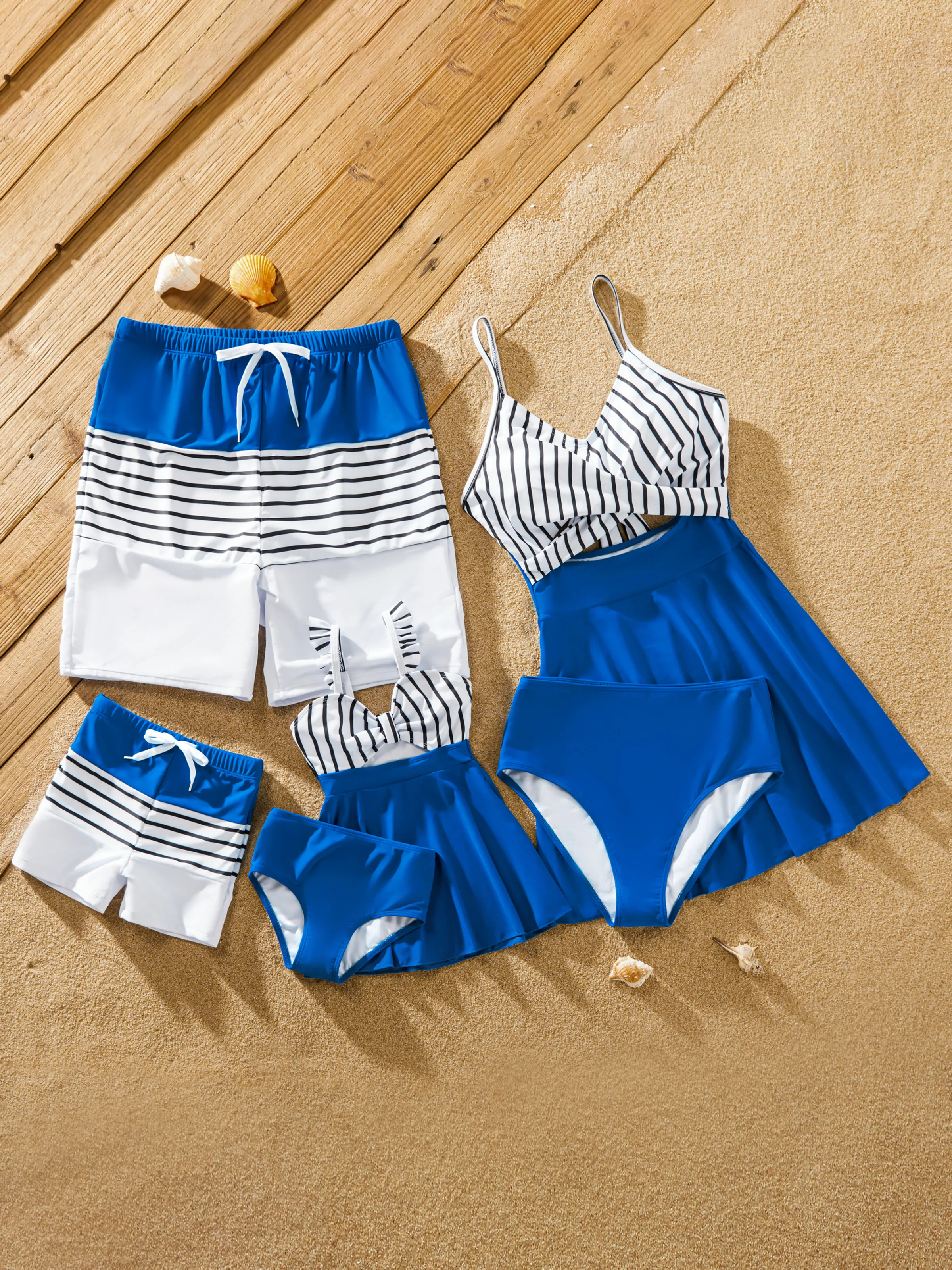 Daddy & Son Swimsuit Colorblock Drawstring Swim Trunks Color block - Image 2