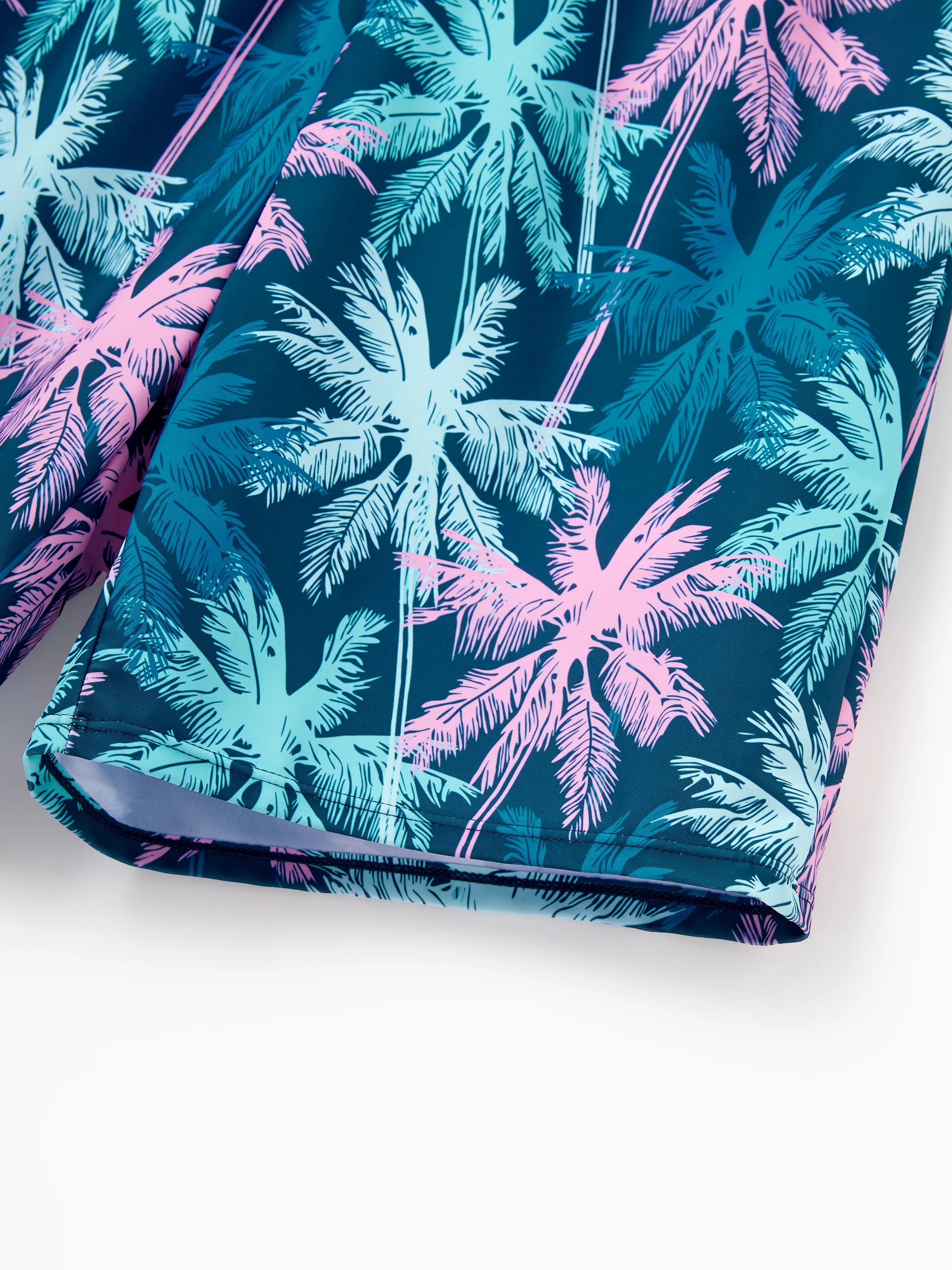 Daddy & Son Swimsuits Tropical Palm Tree Print,Daddy and Son Swim Trunks Set, Beach Vacation Swimwear Turquoise - Image 10