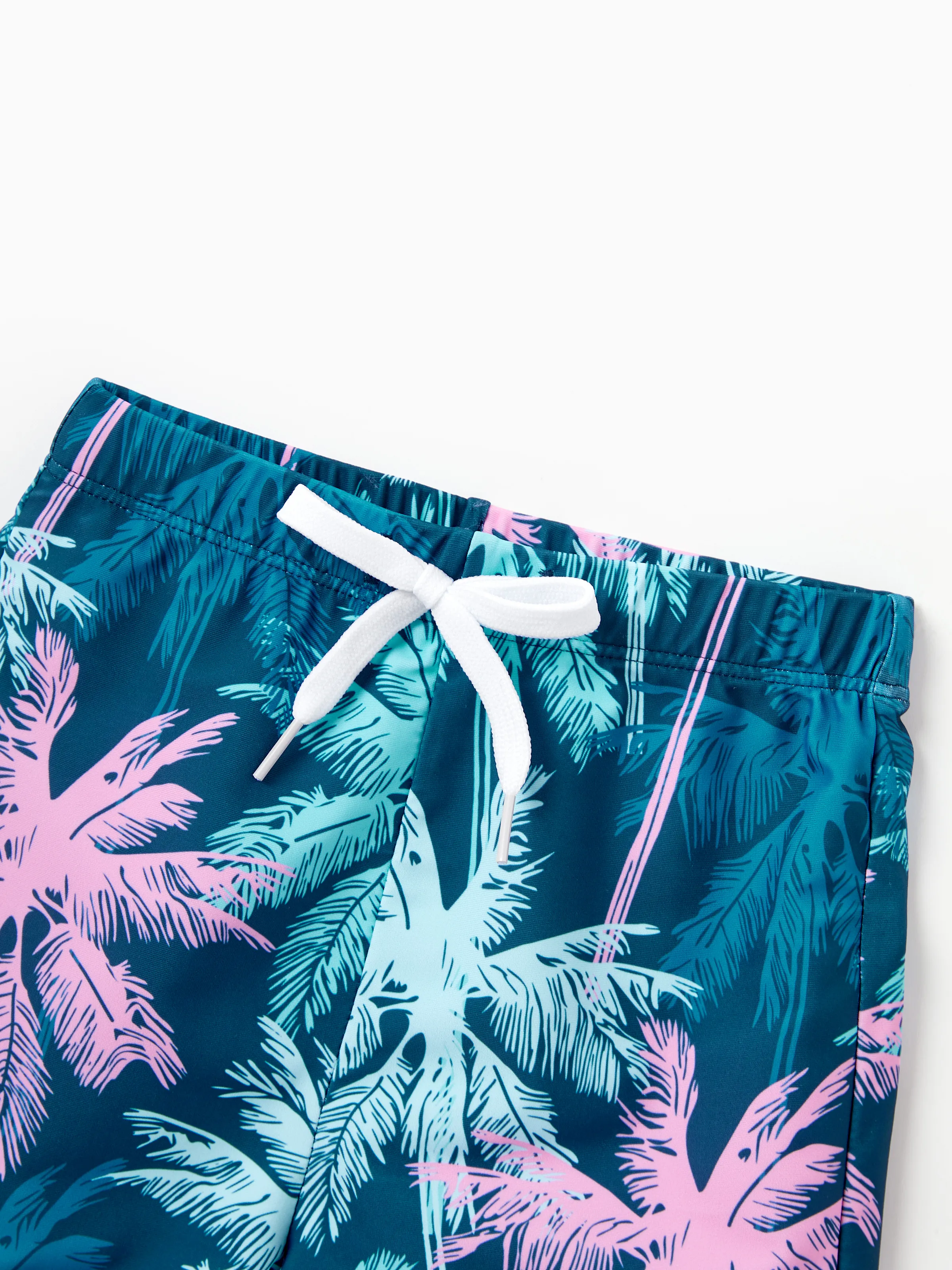 Daddy & Son Swimsuits Tropical Palm Tree Print,Daddy and Son Swim Trunks Set, Beach Vacation Swimwear Turquoise - Image 15