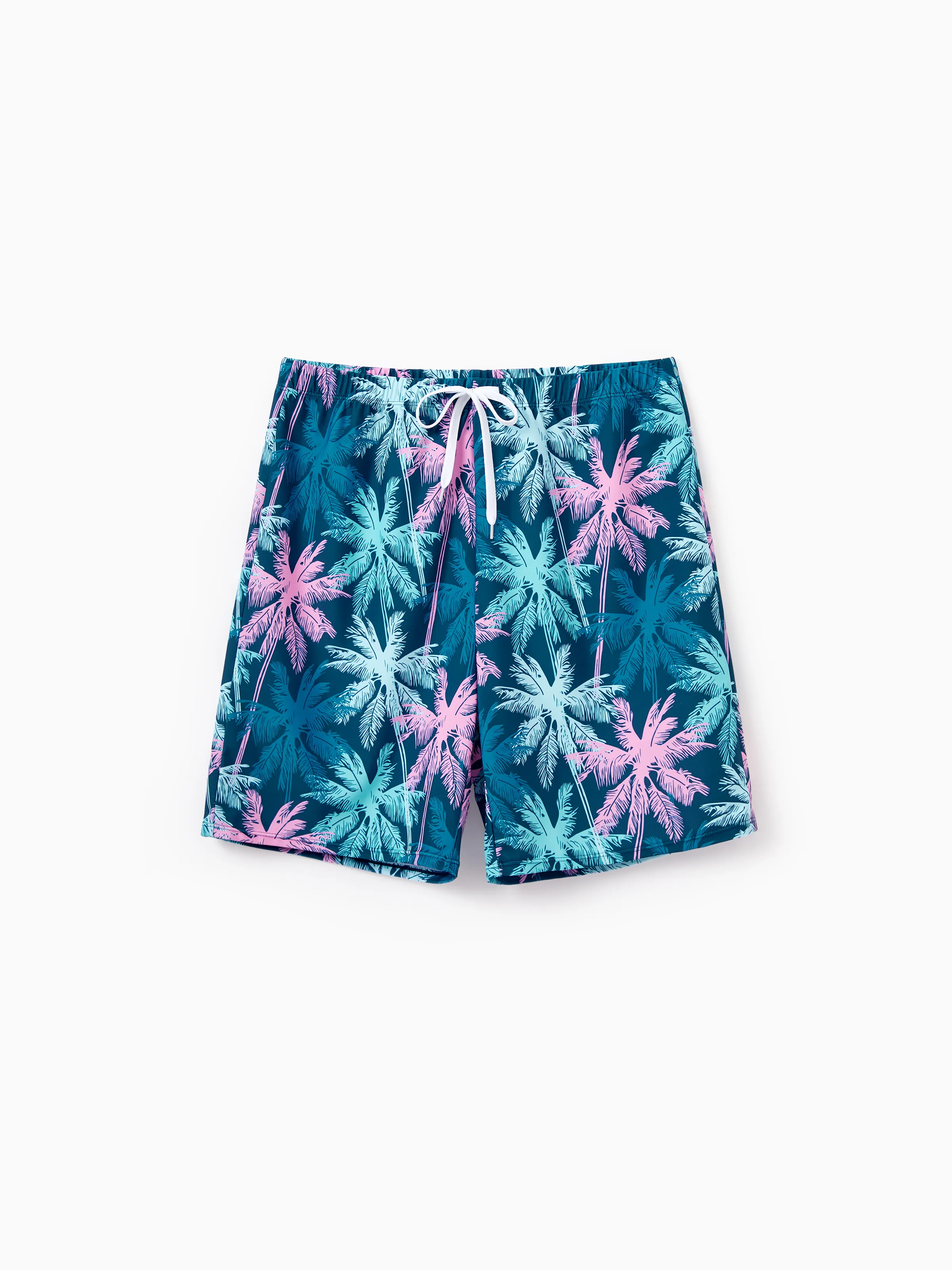 Daddy & Son Swimsuits Tropical Palm Tree Print,Daddy and Son Swim Trunks Set, Beach Vacation Swimwear Turquoise - Image 6