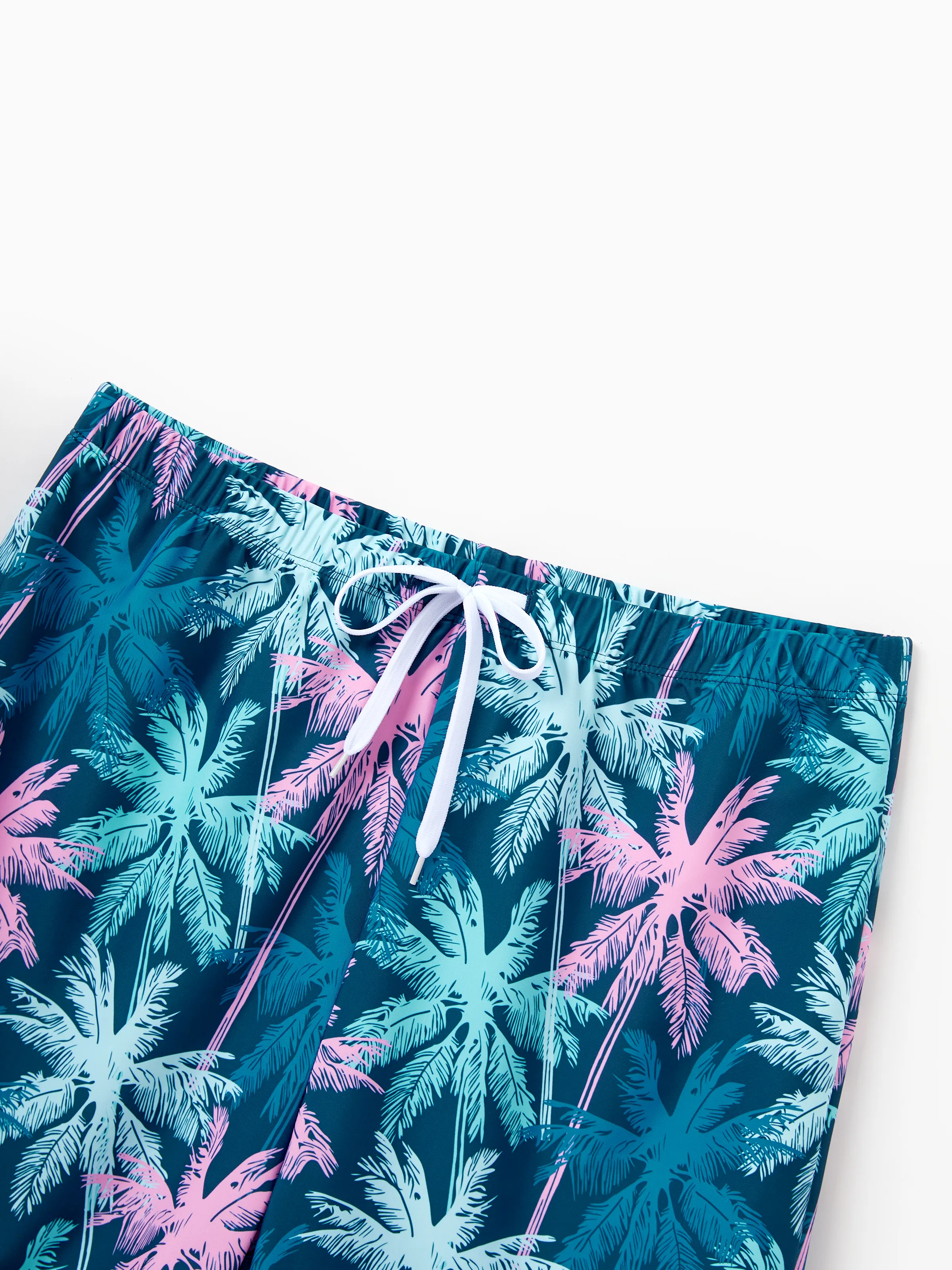 Daddy & Son Swimsuits Tropical Palm Tree Print,Daddy and Son Swim Trunks Set, Beach Vacation Swimwear Turquoise - Image 9