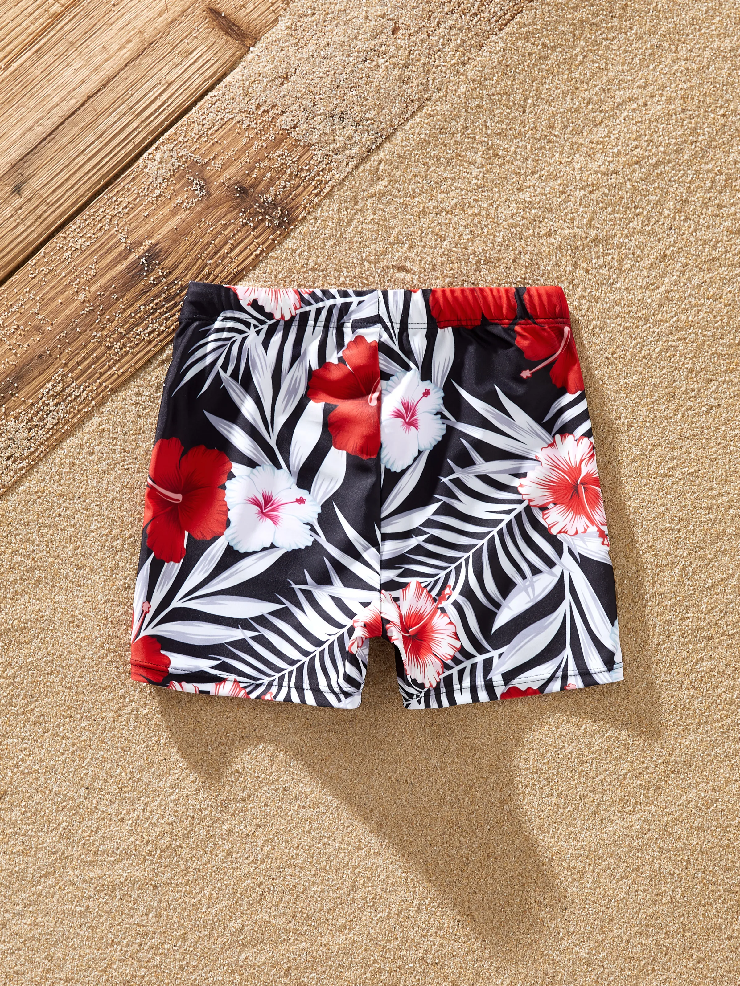 Daddy & Son Tropical Floral Swim Trunk  Black - Image 11