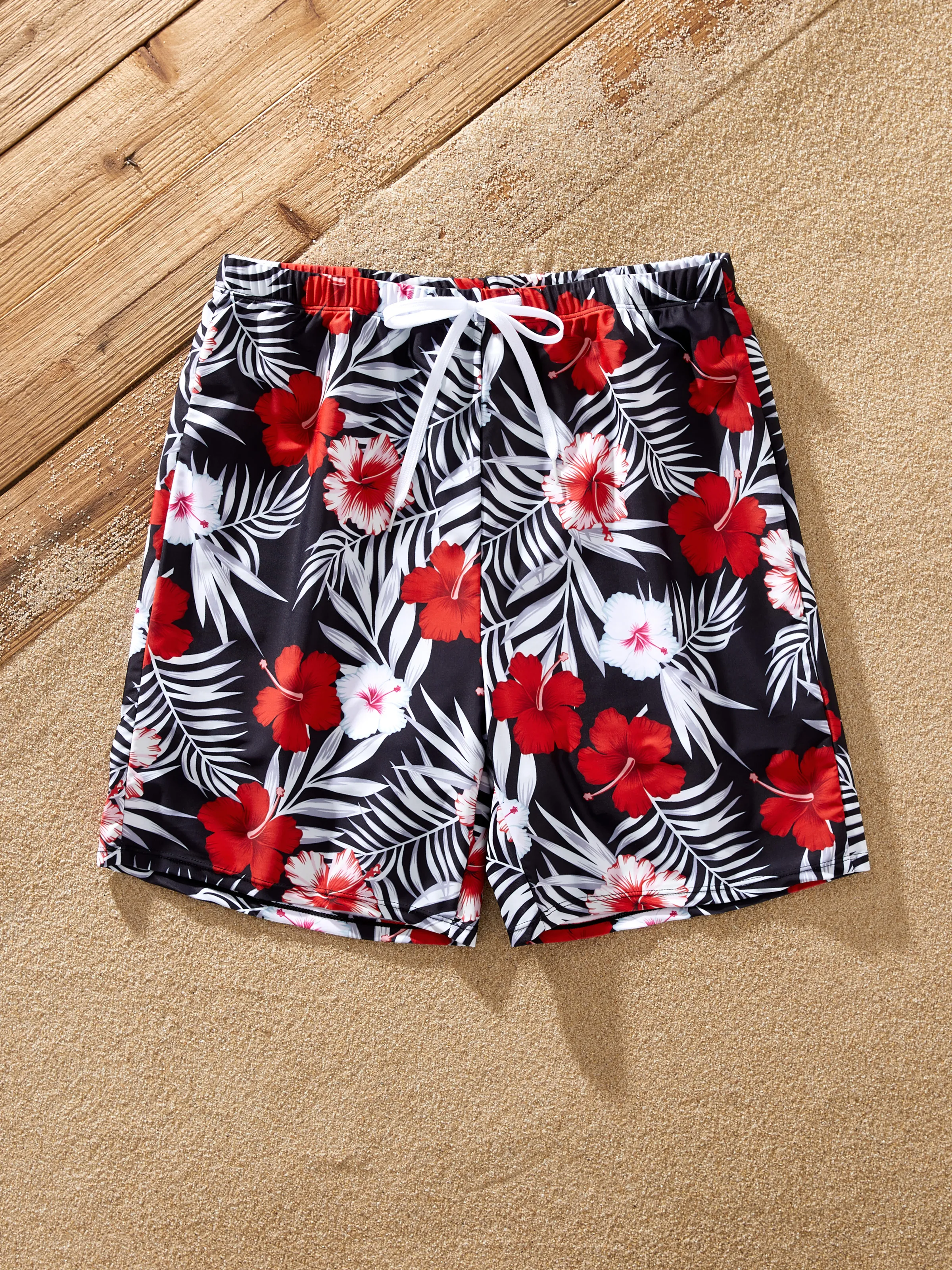 Daddy & Son Tropical Floral Swim Trunk  Black - Image 5