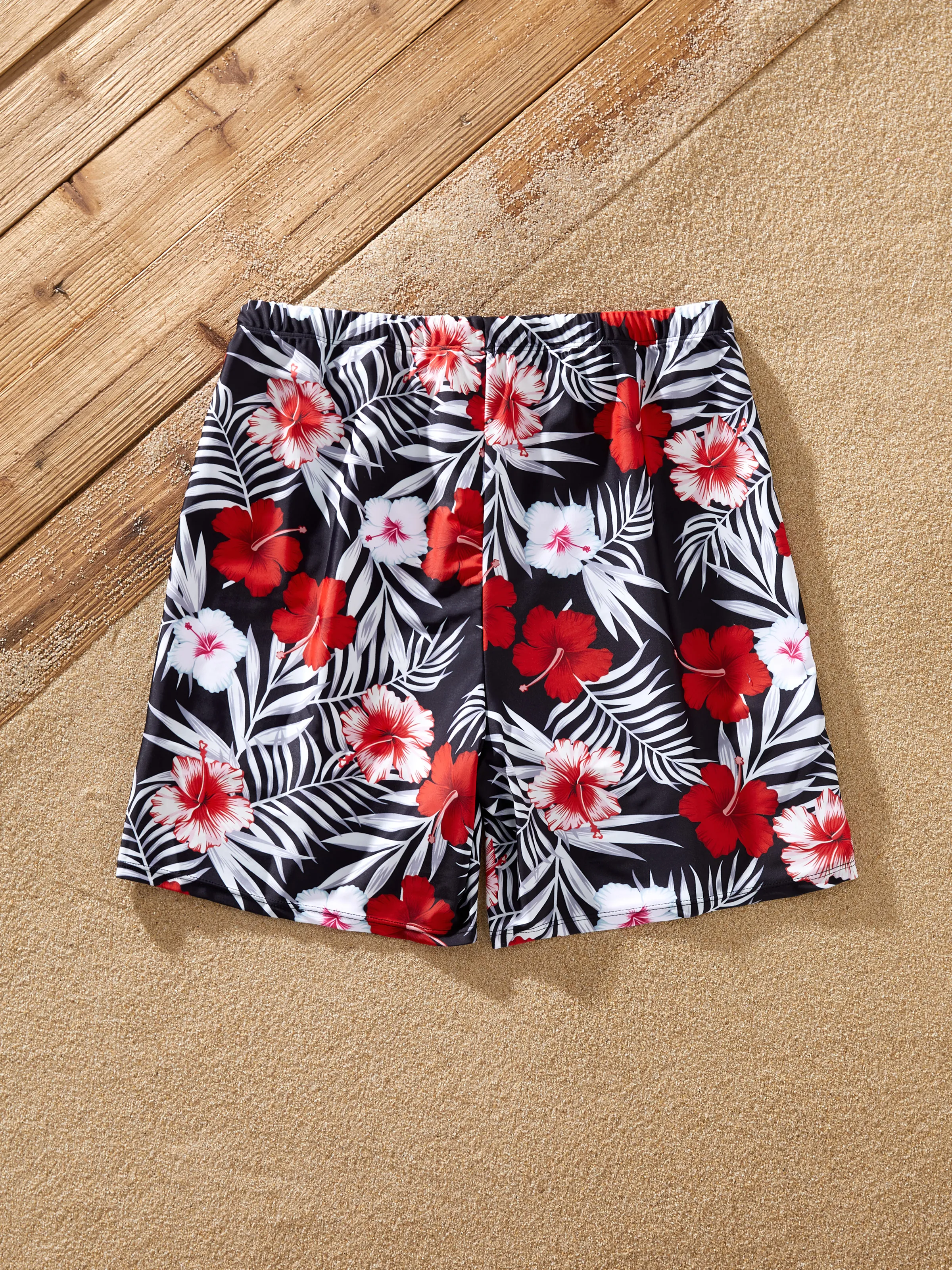 Daddy & Son Tropical Floral Swim Trunk  Black - Image 6