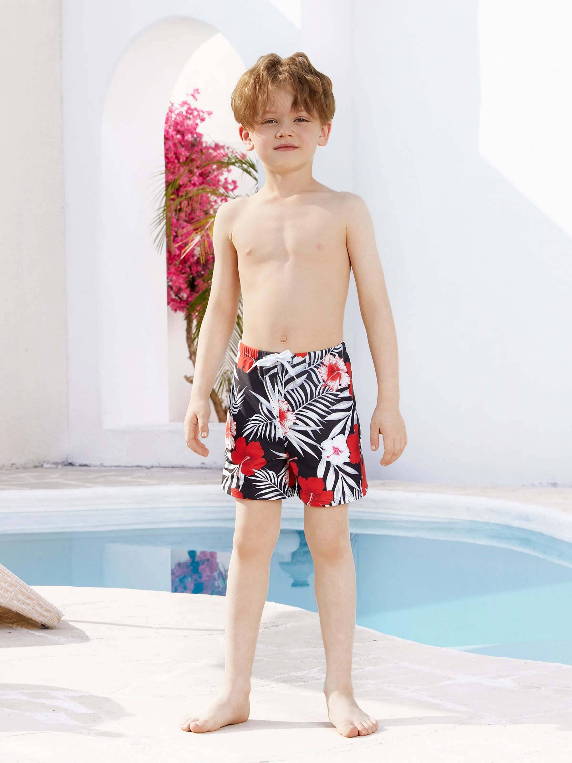 Daddy & Son Tropical Floral Swim Trunk  Black - Image 9