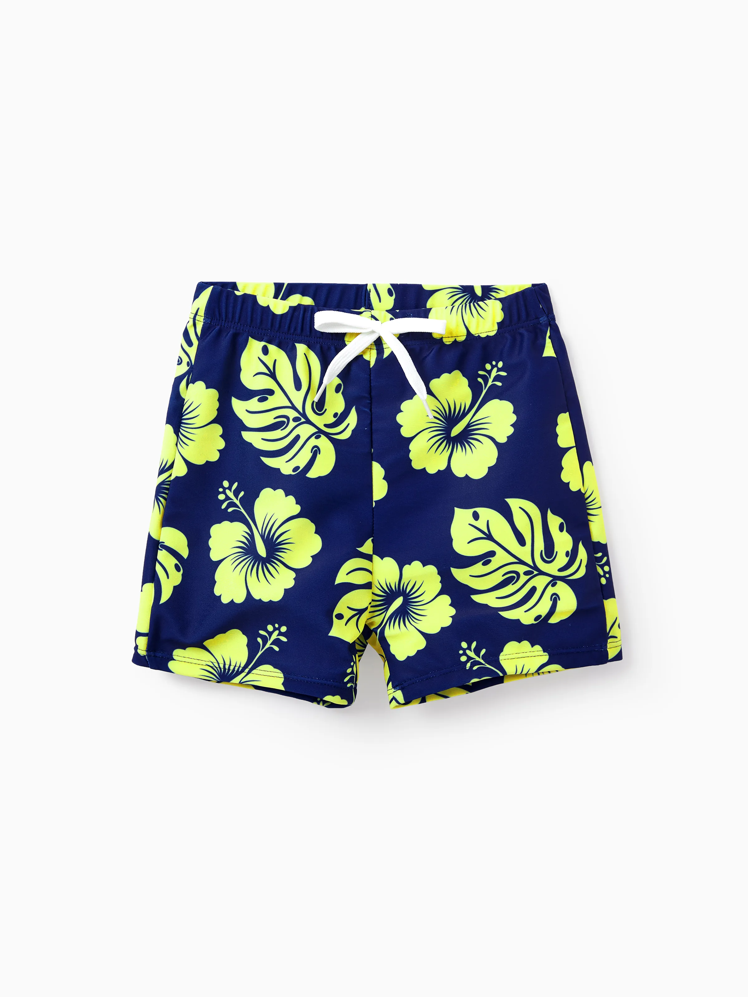 Daddy & Son Tropical Floral Swimsuits Halter Bikini & Swim Trunks Set Deep Blue - Image 13