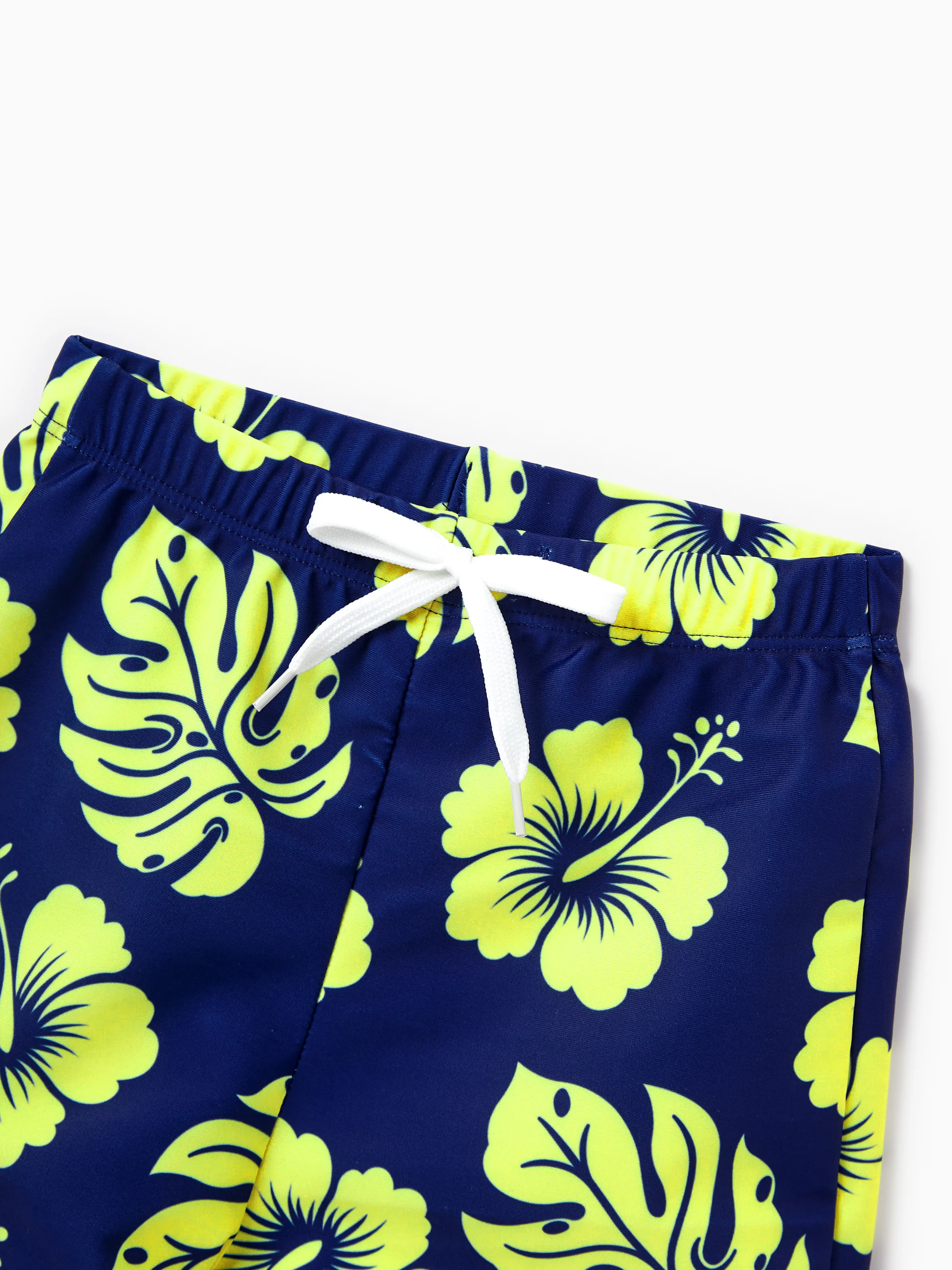 Daddy & Son Tropical Floral Swimsuits Halter Bikini & Swim Trunks Set Deep Blue - Image 16