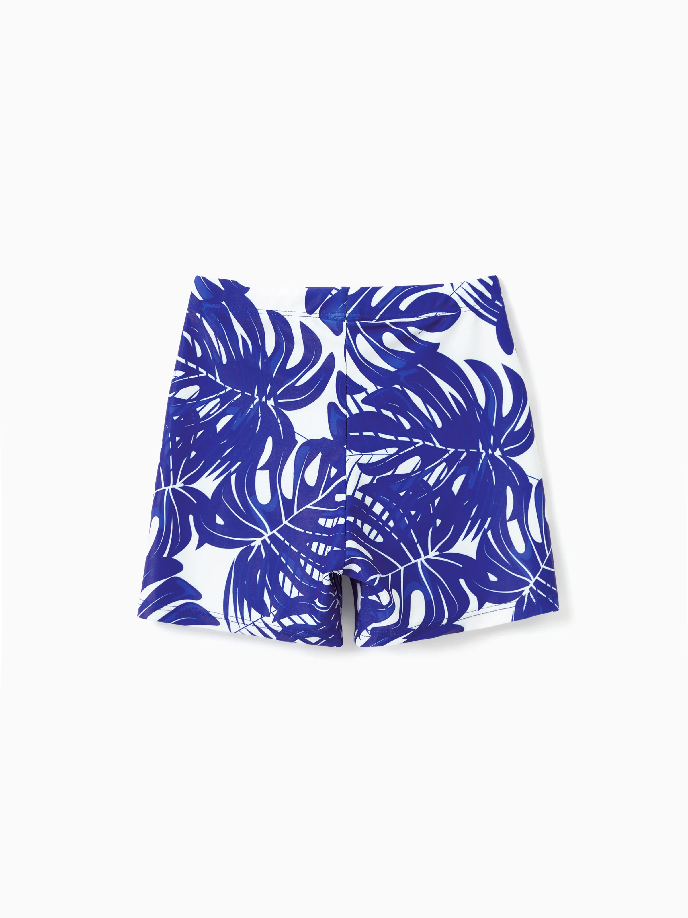 Daddy & Son Tropical Leaf Print Swim Trunks Blue - Image 7