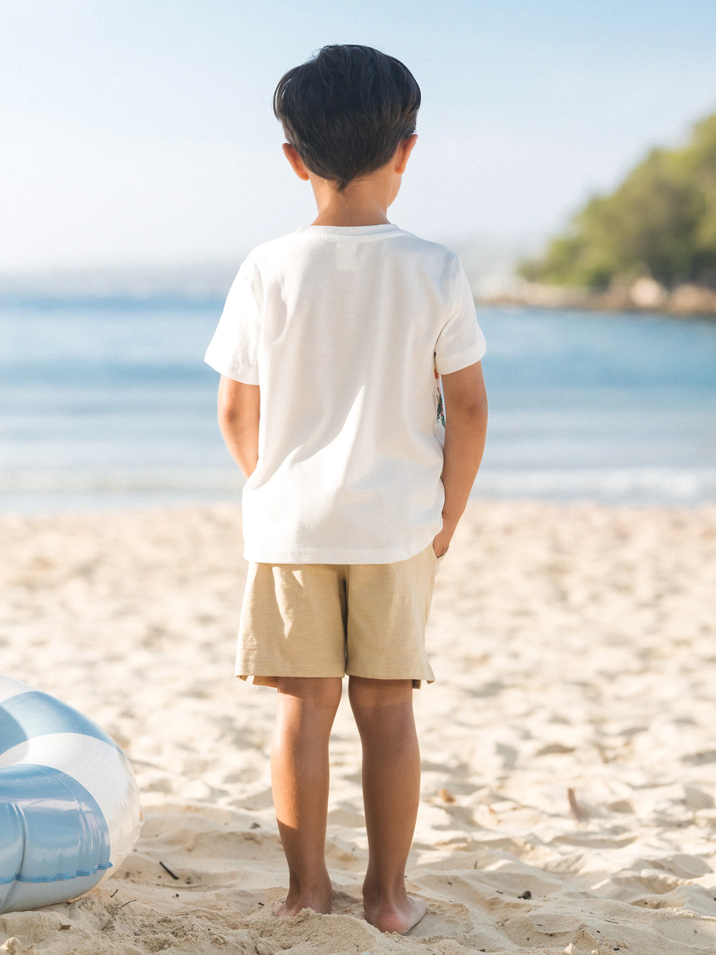 Daddy & Son Vacation Set Tropical Pineapple Coconut Tree Print Short-sleeve T-shirt or Hollow out Strap Dress for Summer Vacation White - Image 12