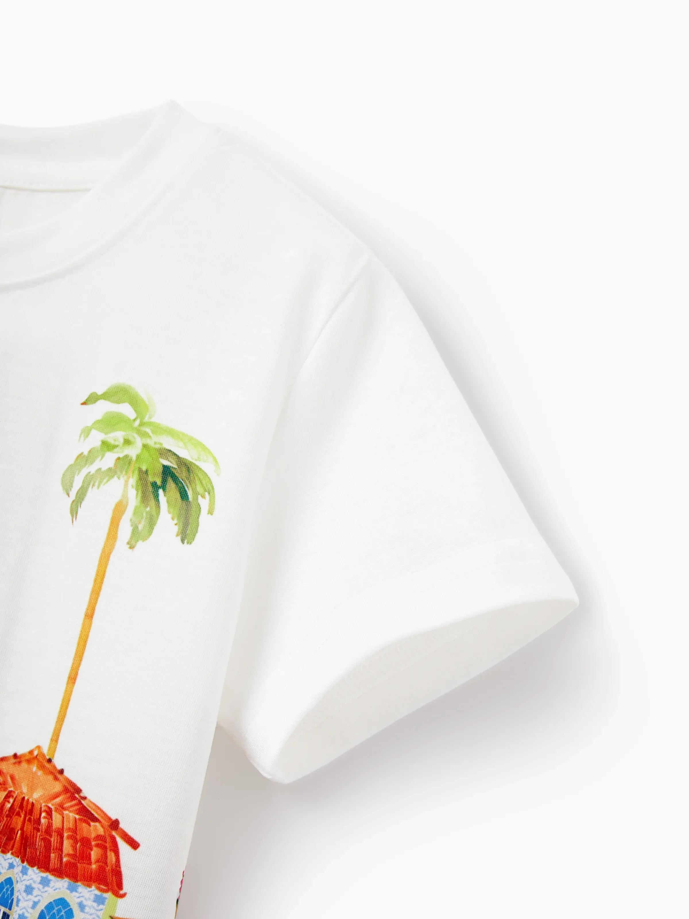 Daddy & Son Vacation Set Tropical Pineapple Coconut Tree Print Short-sleeve T-shirt or Hollow out Strap Dress for Summer Vacation White - Image 15