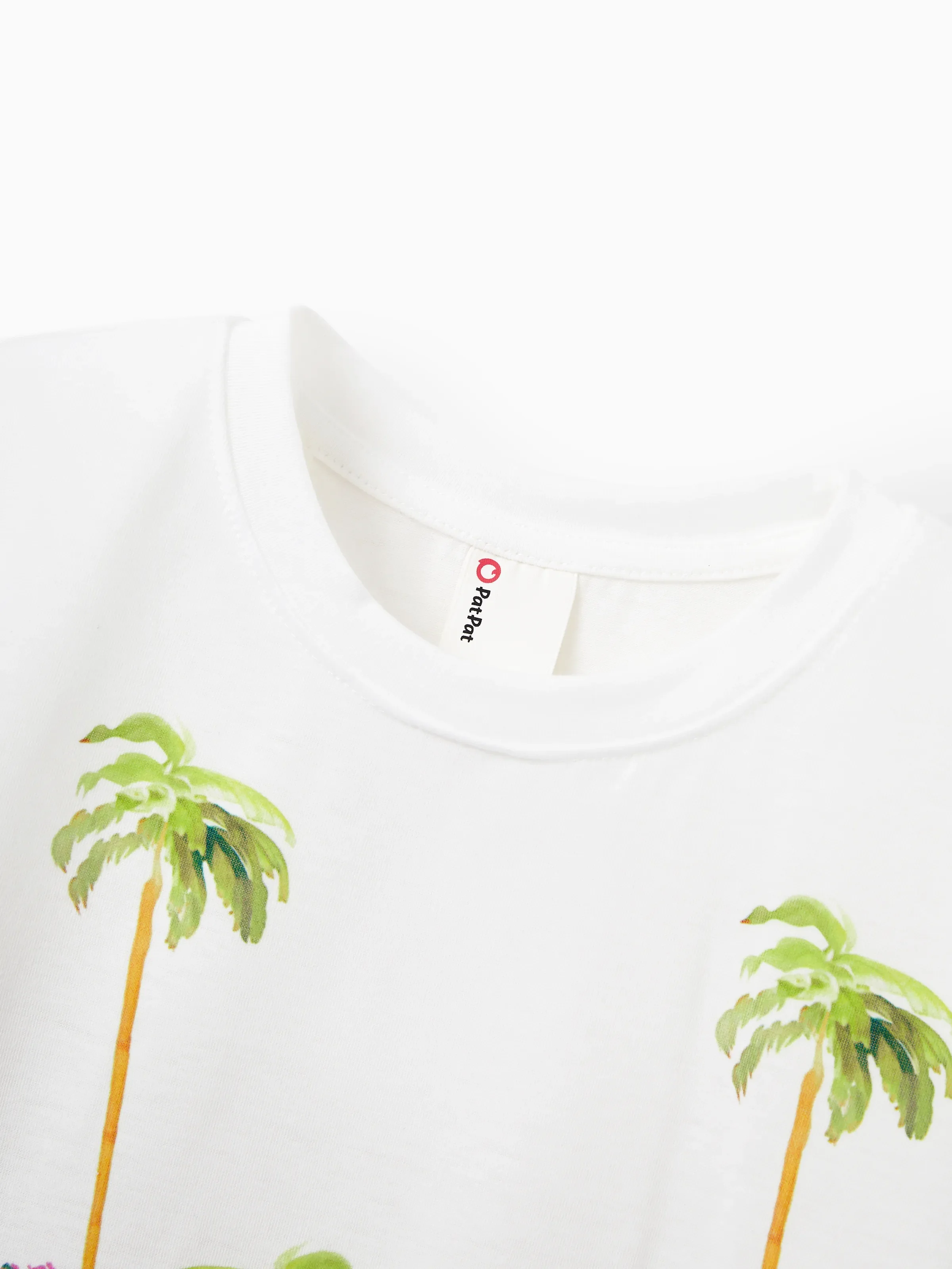 Daddy & Son Vacation Set Tropical Pineapple Coconut Tree Print Short-sleeve T-shirt or Hollow out Strap Dress for Summer Vacation White - Image 16