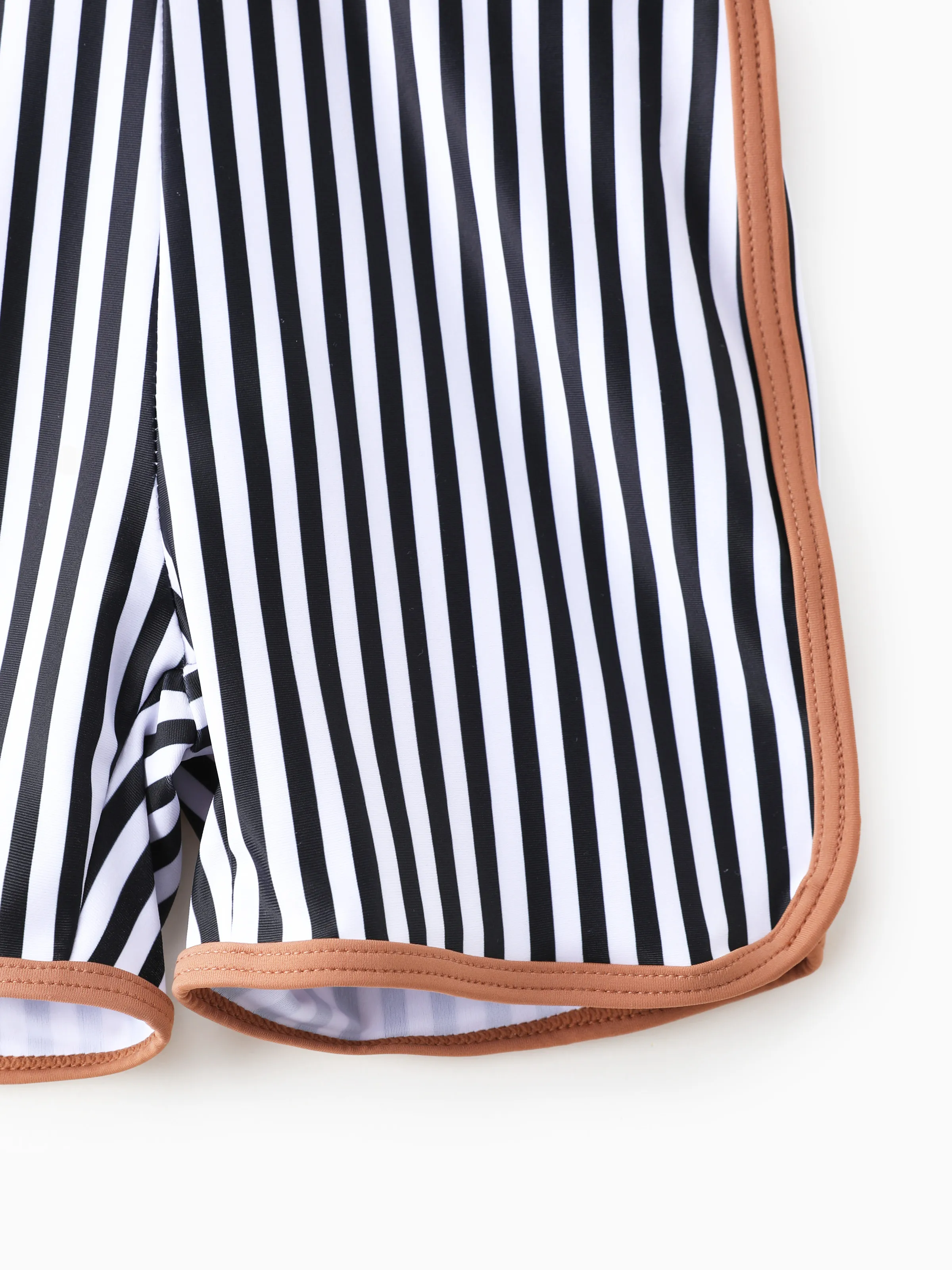 Daddy & Son Vertical Stripe Drawstring Swim Drunks Khaki - Image 10