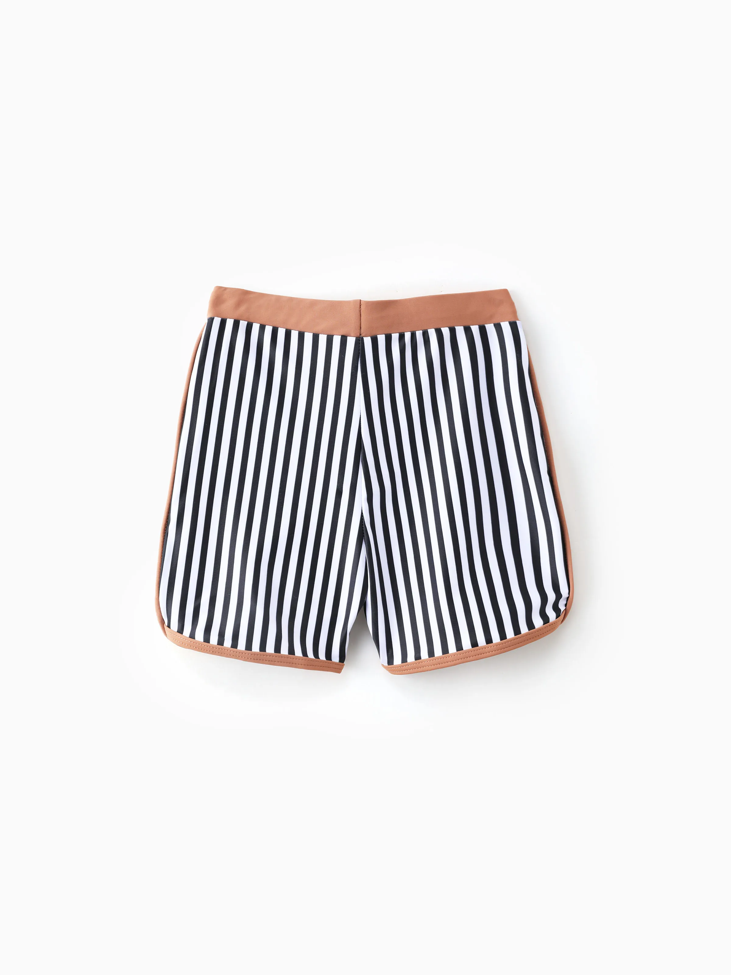 Daddy & Son Vertical Stripe Drawstring Swim Drunks Khaki - Image 7