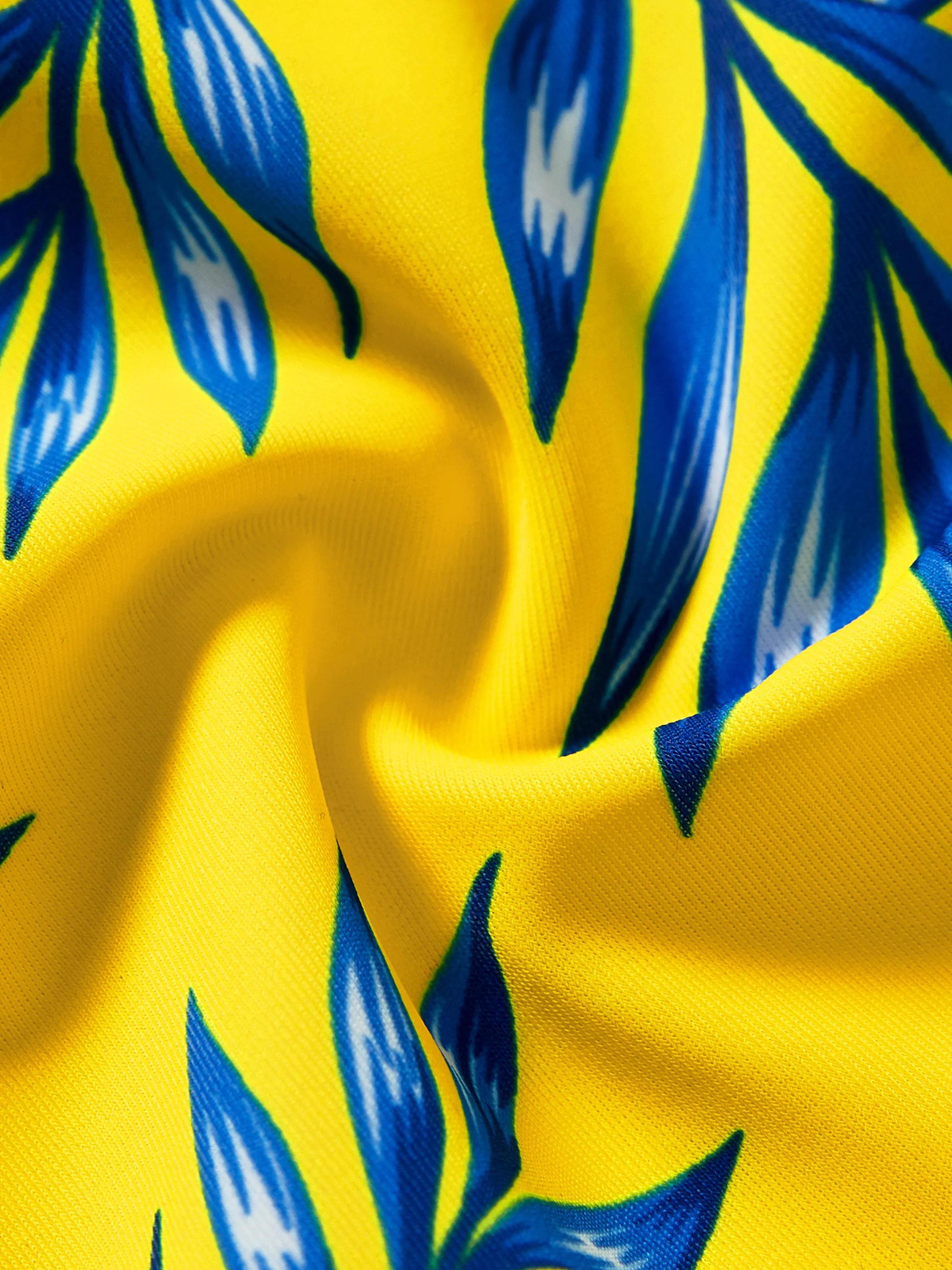 Daddy & Son Yellow Leaf Print Swim Trunks with Optional Swim Cover Up Yellow - Image 12