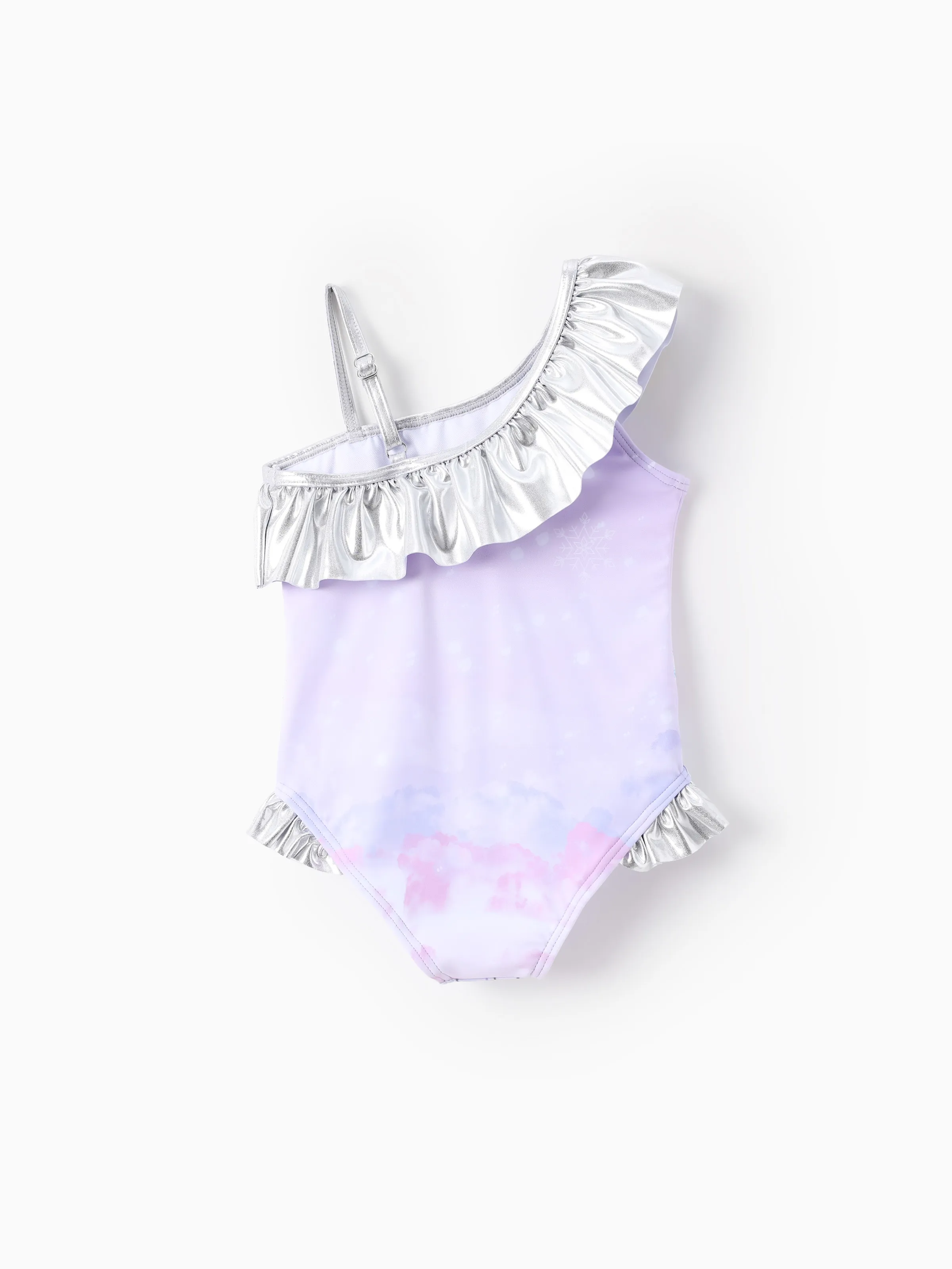 Disney Frozen Elsa Toddler Girl Elsa Ruffle UPF 50+ Swimsuit Blue - Image 3