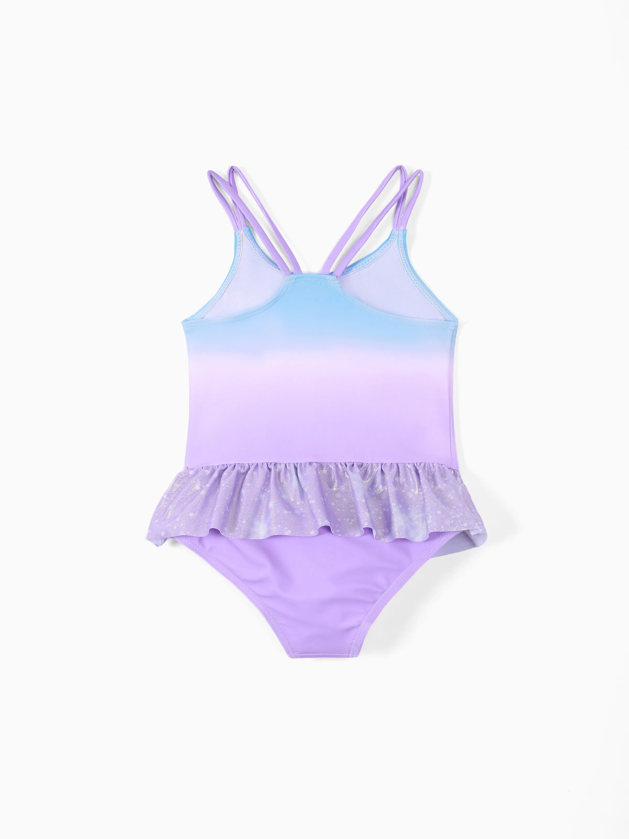 Disney Frozen Elsa Toddler Girl Elsa Ruffle UPF 50+ Swimsuit Blue - Image 3