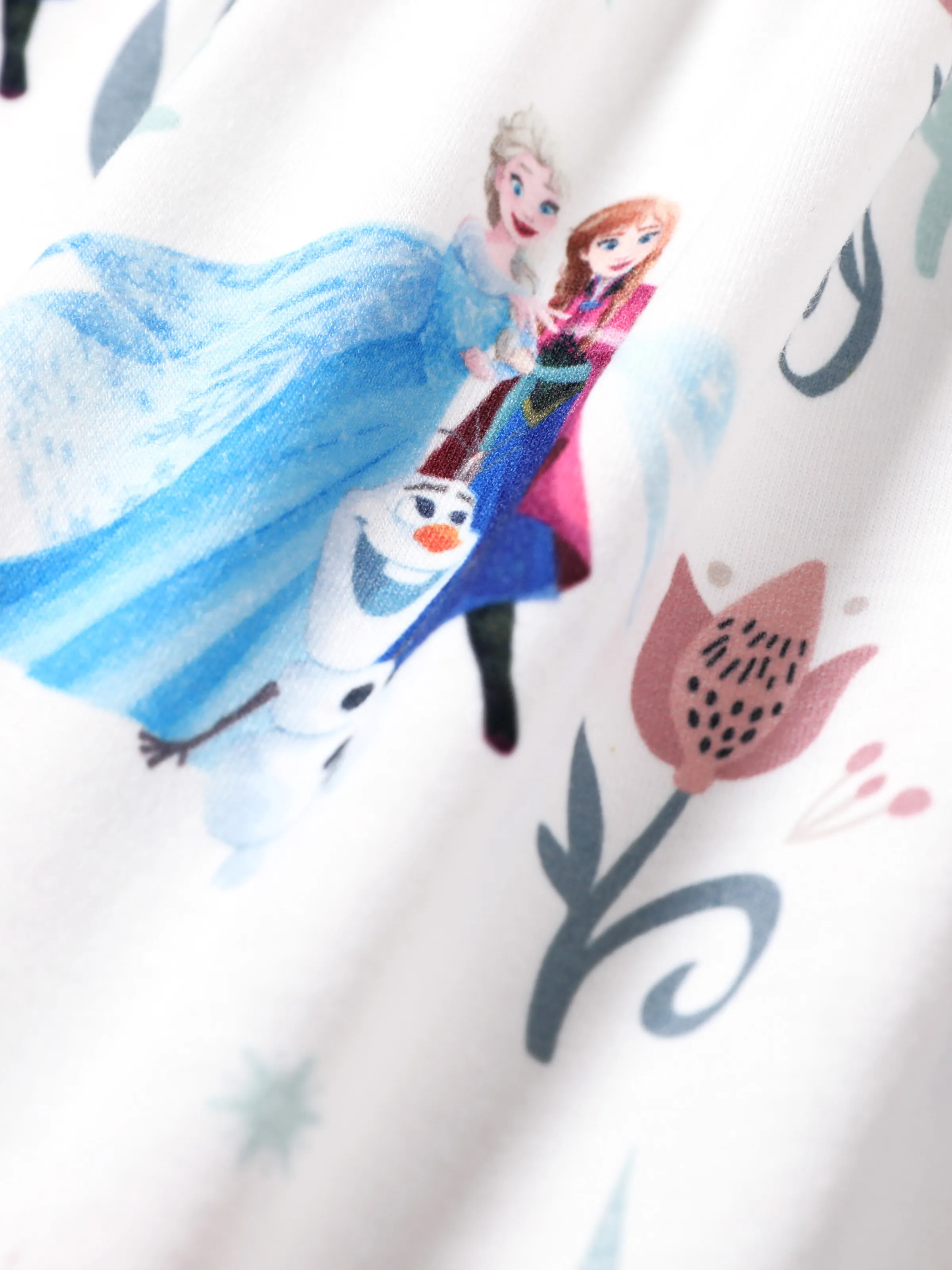 Disney Frozen Elsa & Anna 1pc Naia™ Character Print Ruffled/Sleeveless Dress White - Image 5