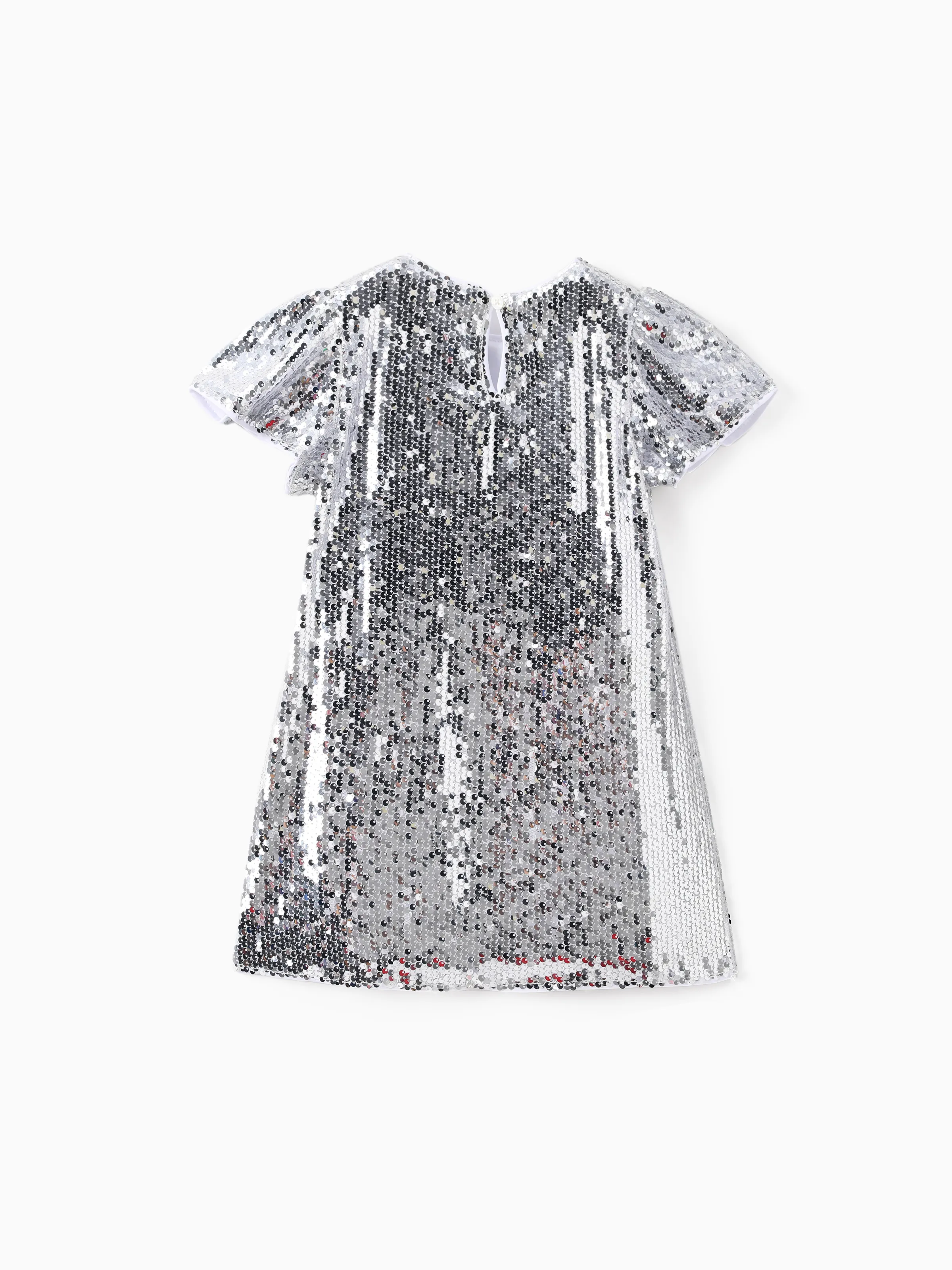 Disney Frozen Toddler Girl Elsa Ruffle-sleeve Sequin Dress Silver - Image 3