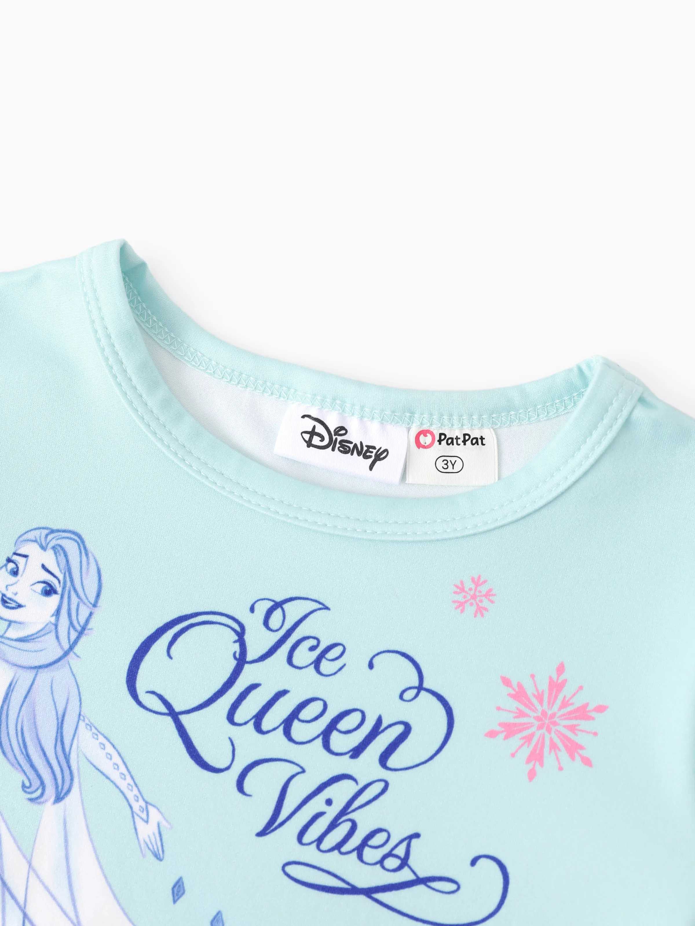 Disney Frozen Toddler Girl 2pcs Elsa Floral Print Ruffle Top and Leggings Set Light Blue - Image 5