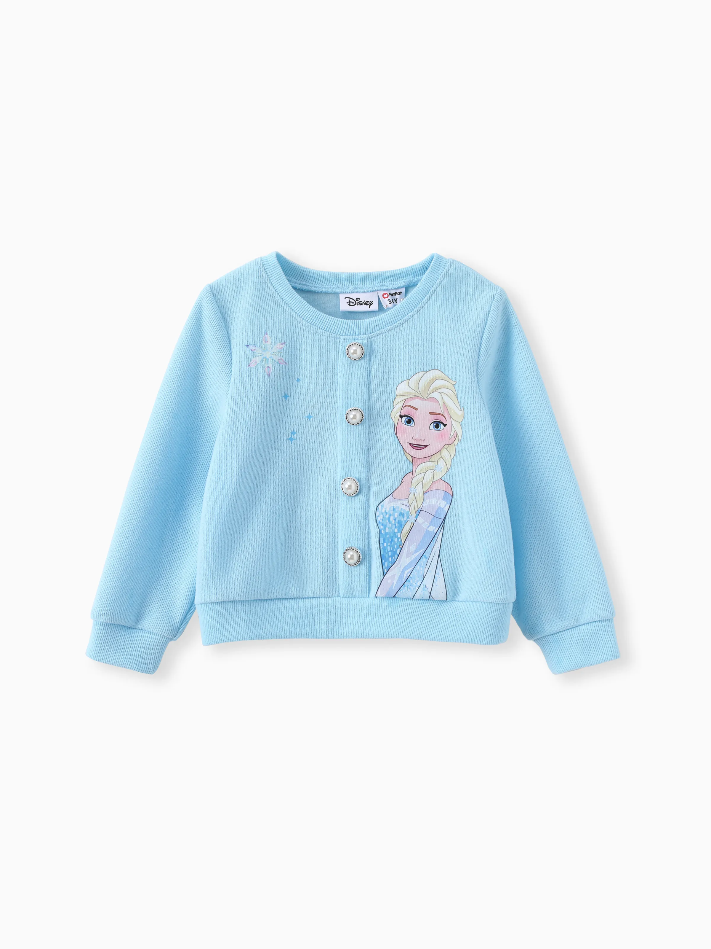 Disney Frozen Toddler Girl 2pcs Elsa Cotton Top with Tweed Bowknot Skirt Set Blue - Image 2